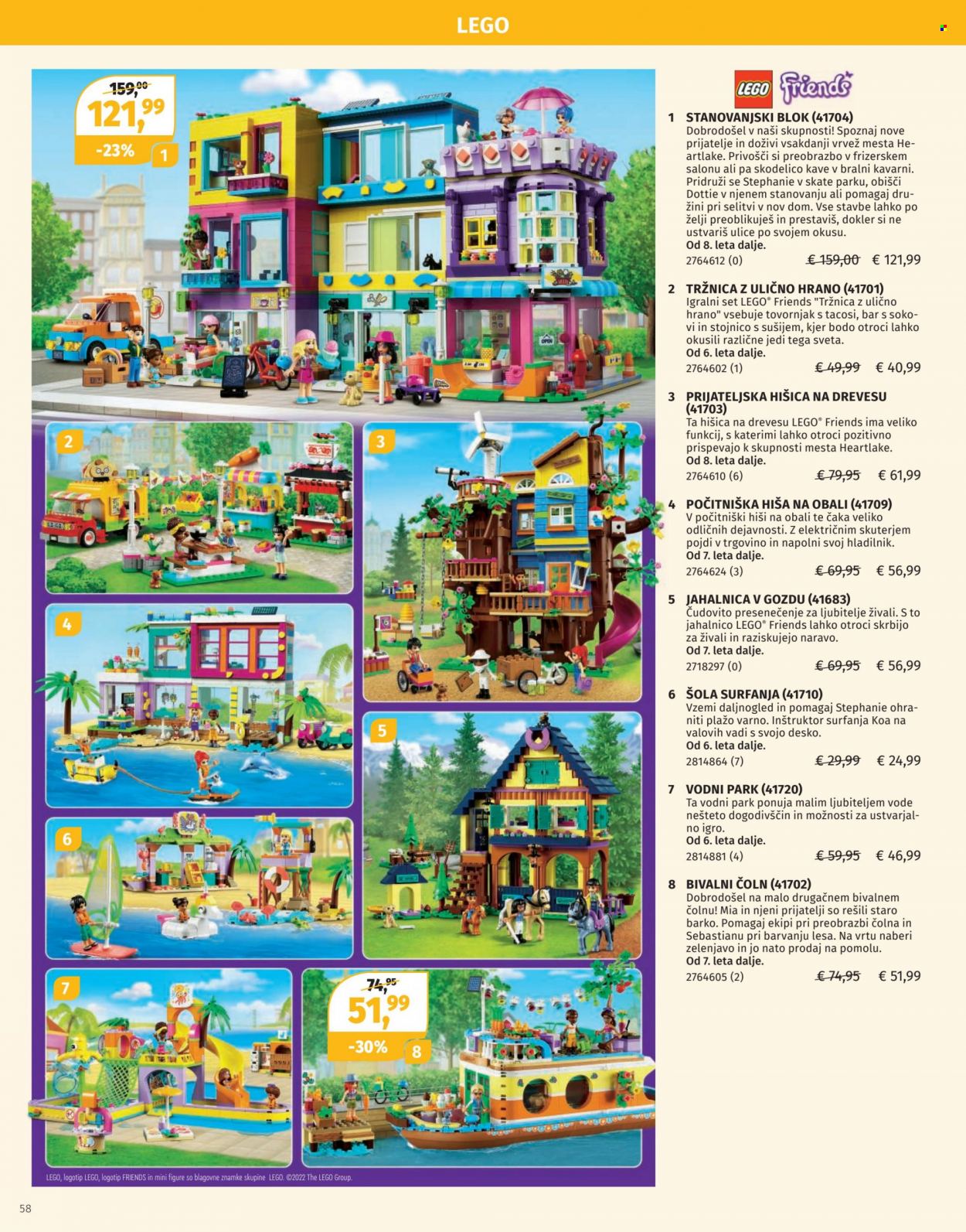 thumbnail - Müller katalog - 1.12.2022 - 24.12.2022 - Ponudba izdelkov - čoln, hiša, LEGO, LEGO Friends. Stran 58.