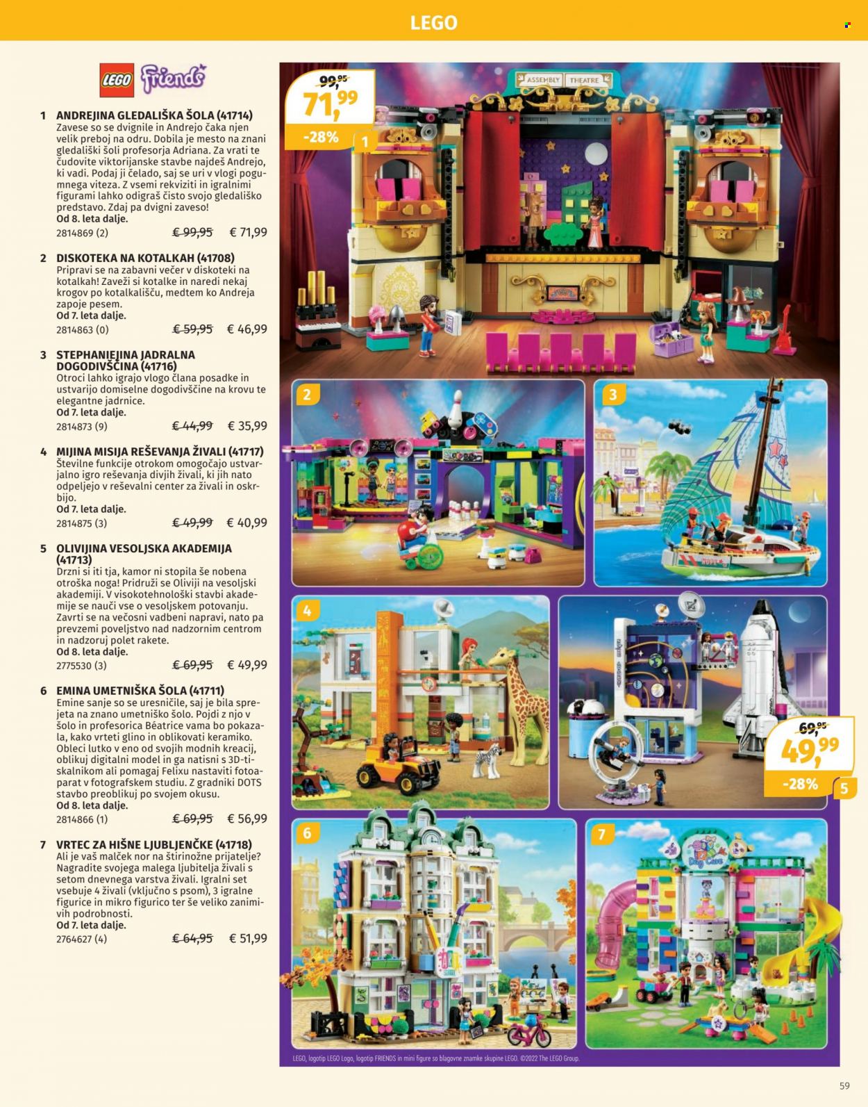 thumbnail - Müller katalog - 1.12.2022 - 24.12.2022 - Ponudba izdelkov - zavesa, LEGO, LEGO Friends. Stran 59.