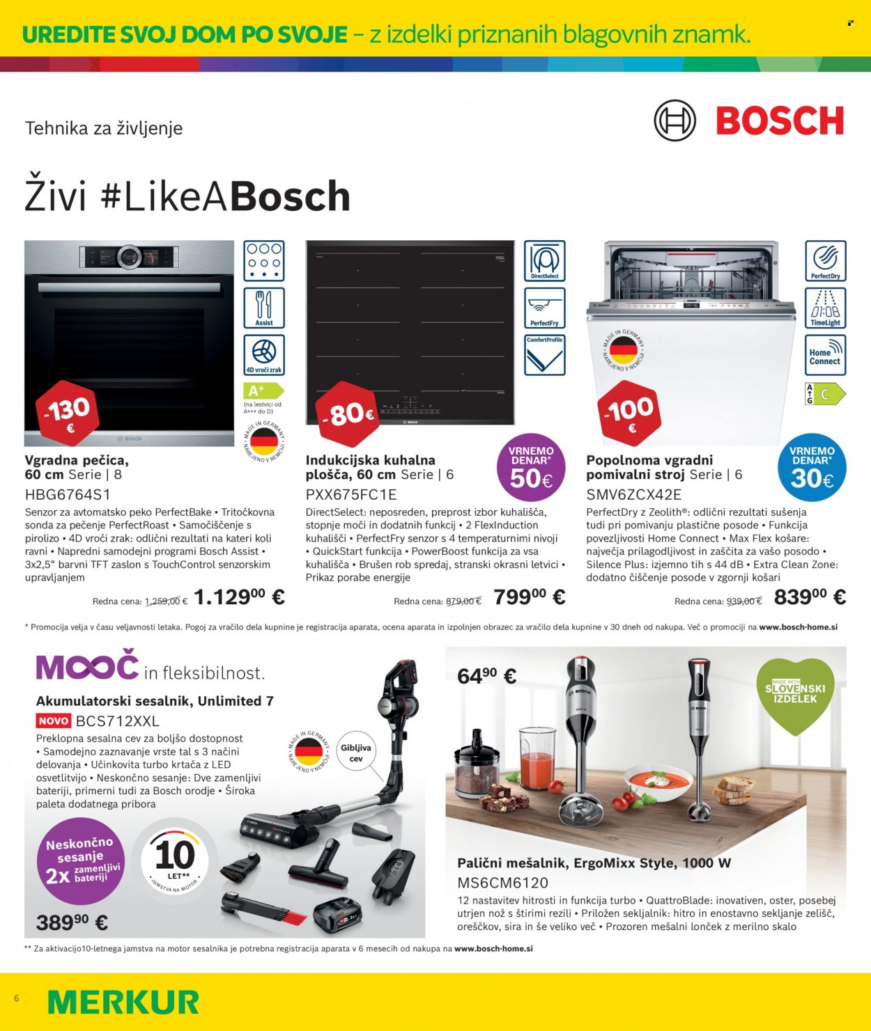 thumbnail - Merkur katalog - 17.11.2022 - 12.12.2022 - Ponudba izdelkov - Bosch, vgradna pečica, pomivalni stroj, vgradni pomivalni stroj, akumulatorski sesalnik, sesalnik. Stran 6.