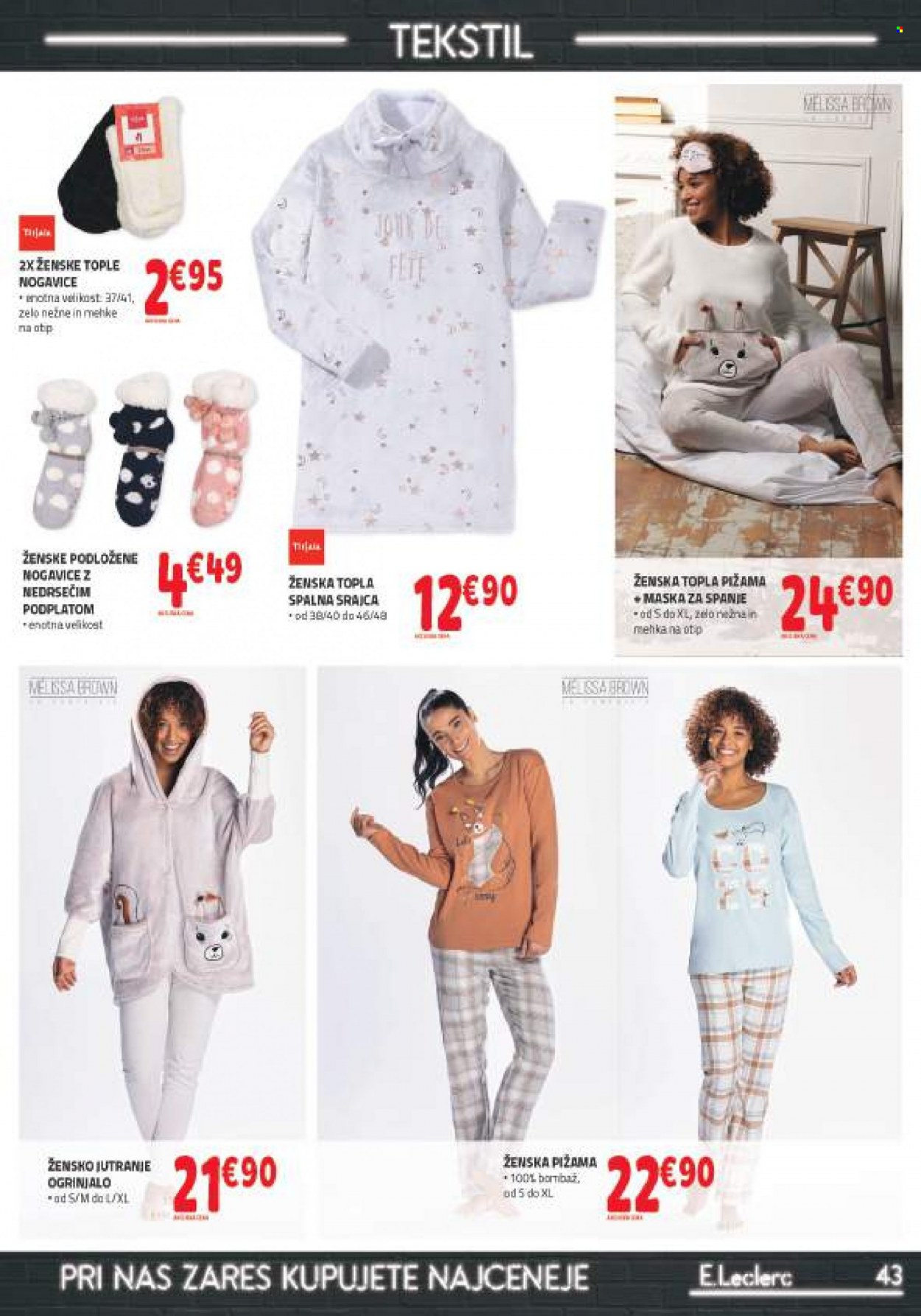 thumbnail - E.Leclerc katalog - 23.11.2022 - 3.12.2022 - Ponudba izdelkov - maska, srajca, pižama, spalna srajca, nogavice. Stran 43.