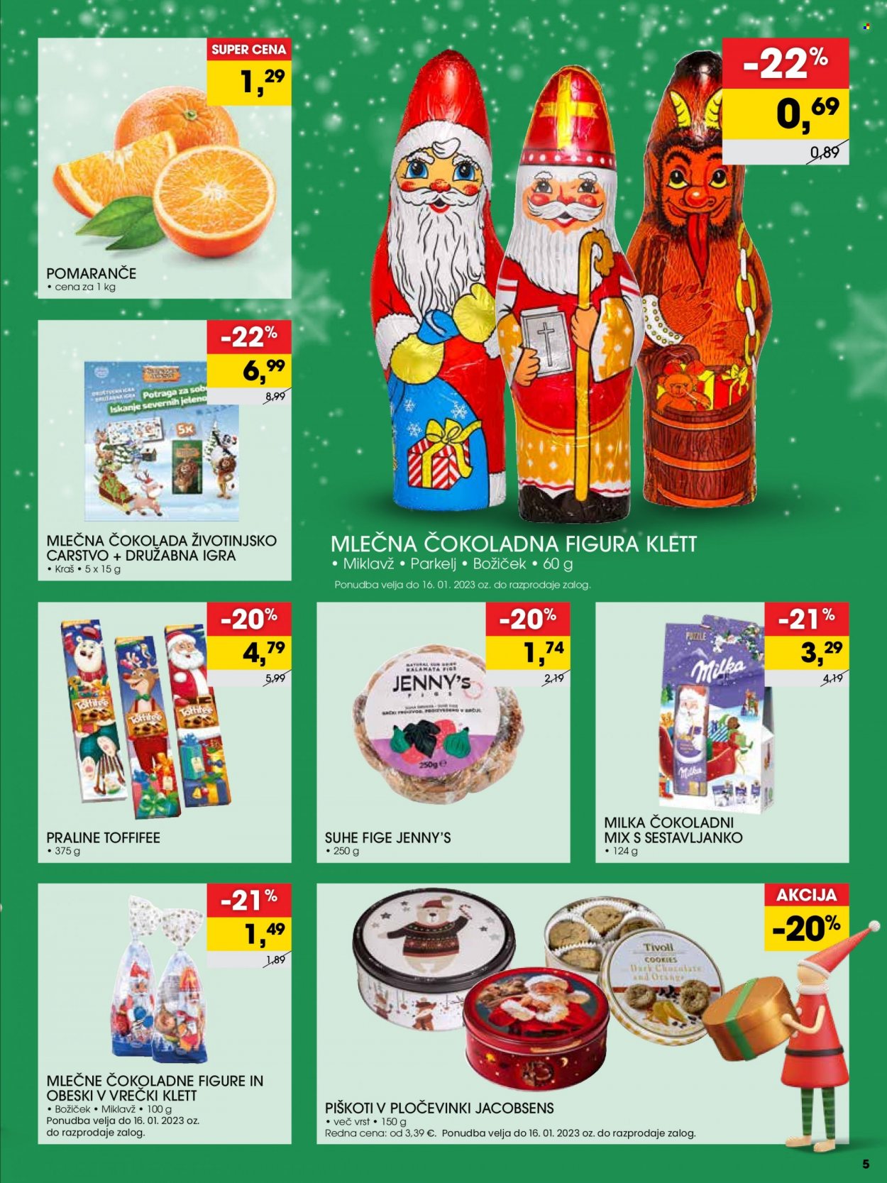 thumbnail - Tuš katalog - 23.11.2022 - 29.11.2022 - Ponudba izdelkov - fige, pomaranče, Milka, čokolada, mlečna čokolada, piškoti, suhe fige. Stran 5.