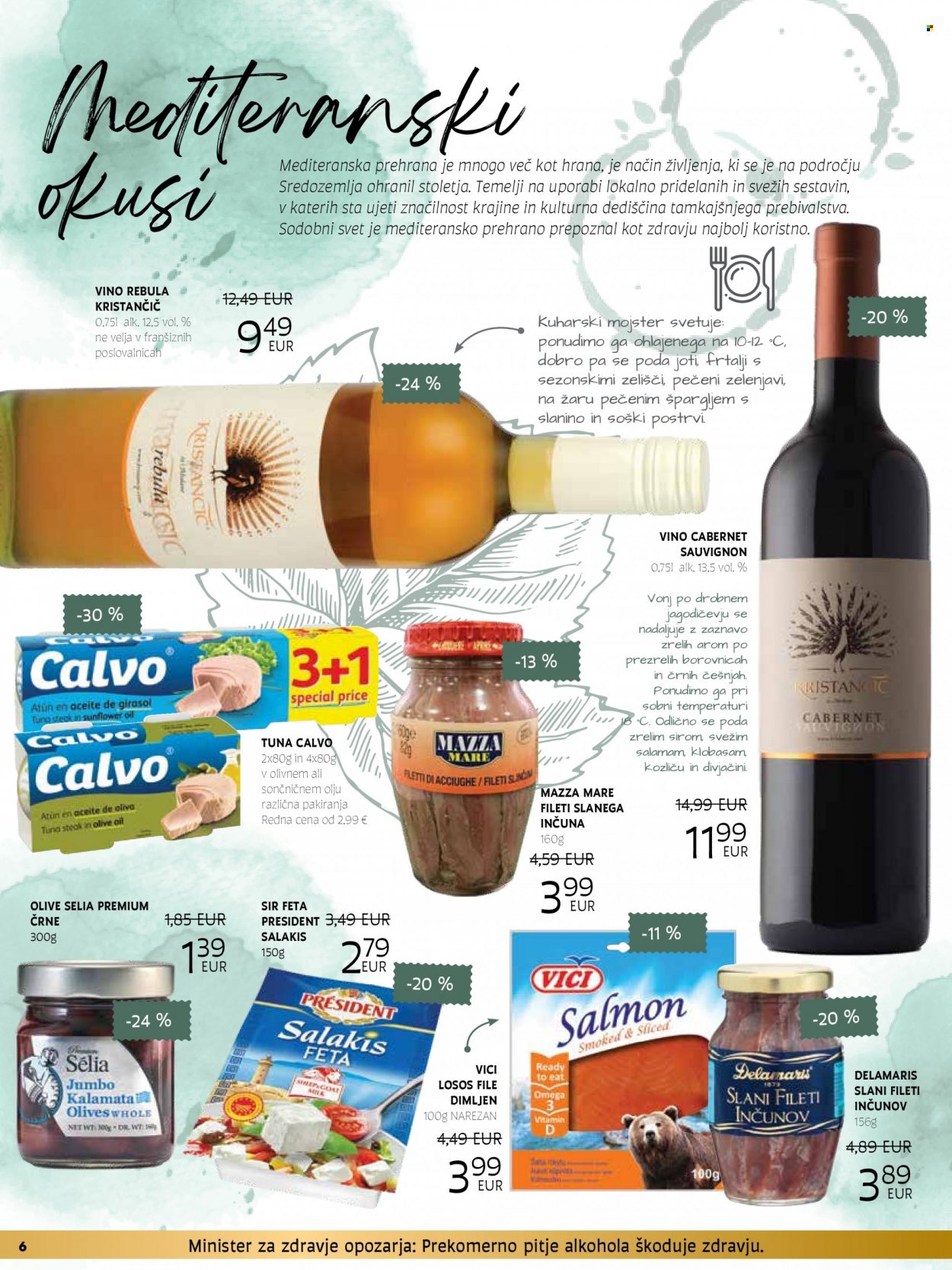 thumbnail - Tuš katalog - 23.11.2022 - 3.1.2023 - Ponudba izdelkov - vino, Cabernet Sauvignon, losos, tuna, feta, sir, Delamaris. Stran 6.