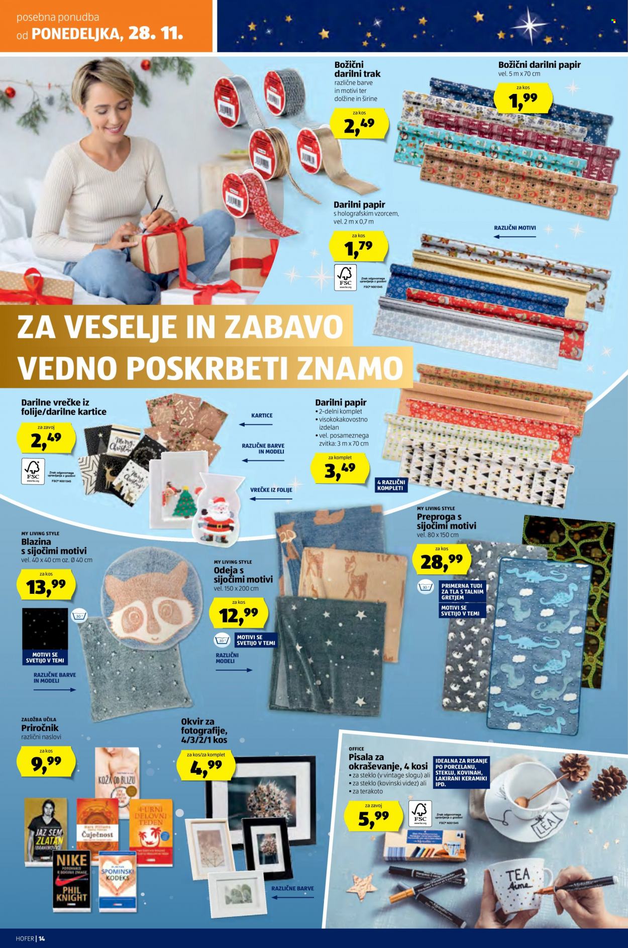 thumbnail - Hofer katalog - 24.11.2022 - 3.12.2022 - Ponudba izdelkov - vrečke, trak, blazina, odeja, preproga. Stran 20.