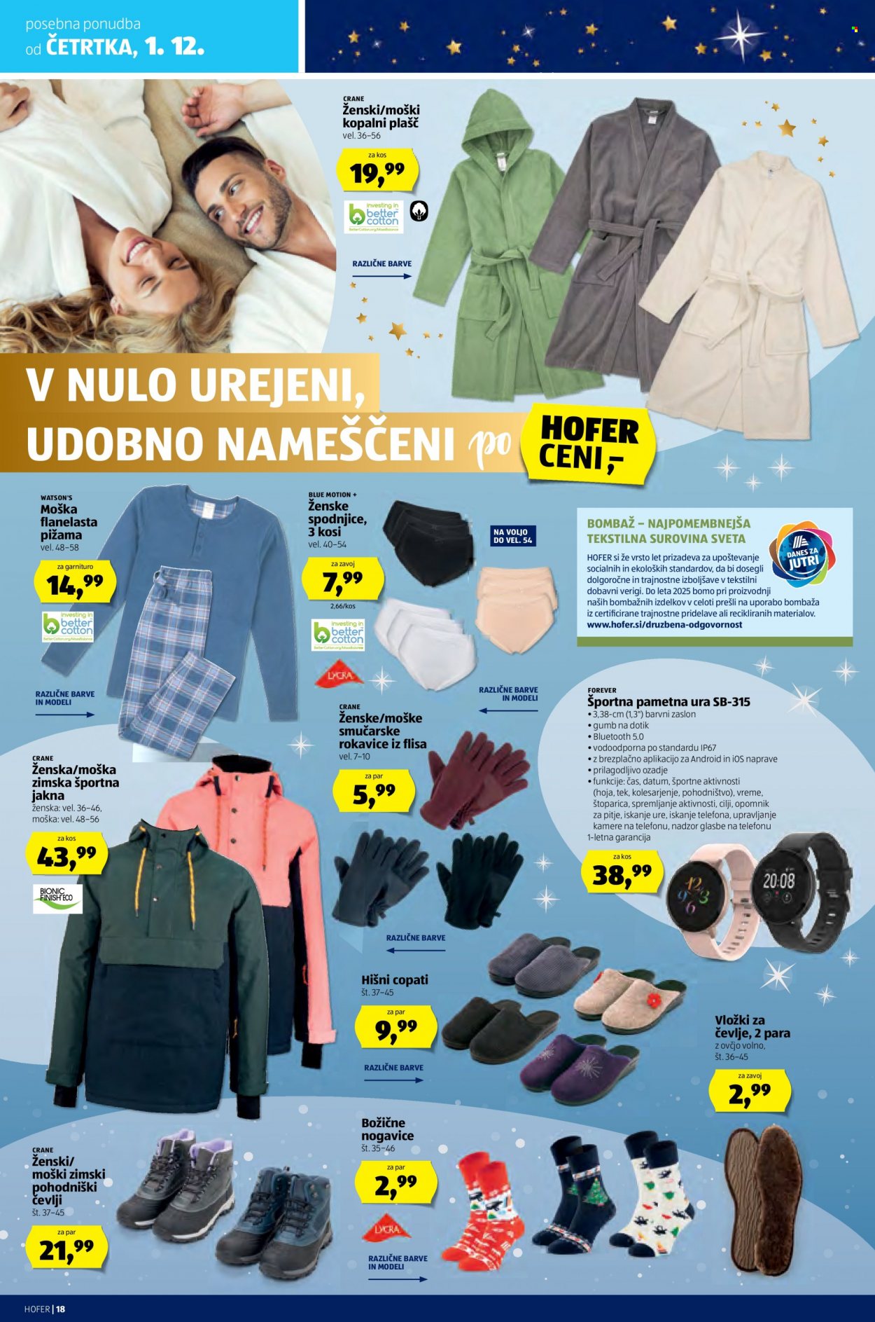 thumbnail - Hofer katalog - 24.11.2022 - 3.12.2022 - Ponudba izdelkov - vložki, rokavice, pametna športna ura, jakna, kopalni plašč, pižama, nogavice, čevlji, copati, vložki za čevlje. Stran 24.