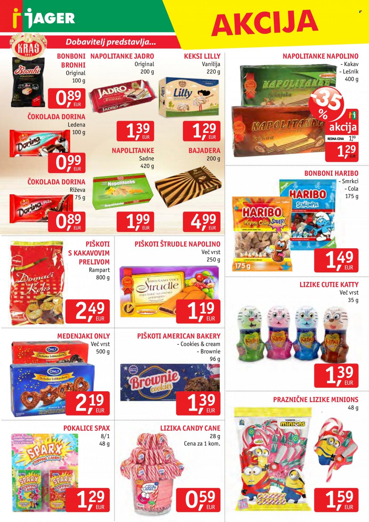 thumbnail - JAGER katalog - 23.11.2022 - 29.11.2022 - Ponudba izdelkov - Minions, bonboni, čokolada, Dorina, Haribo, keksi, napolitanke, piškoti, Candy. Stran 10.