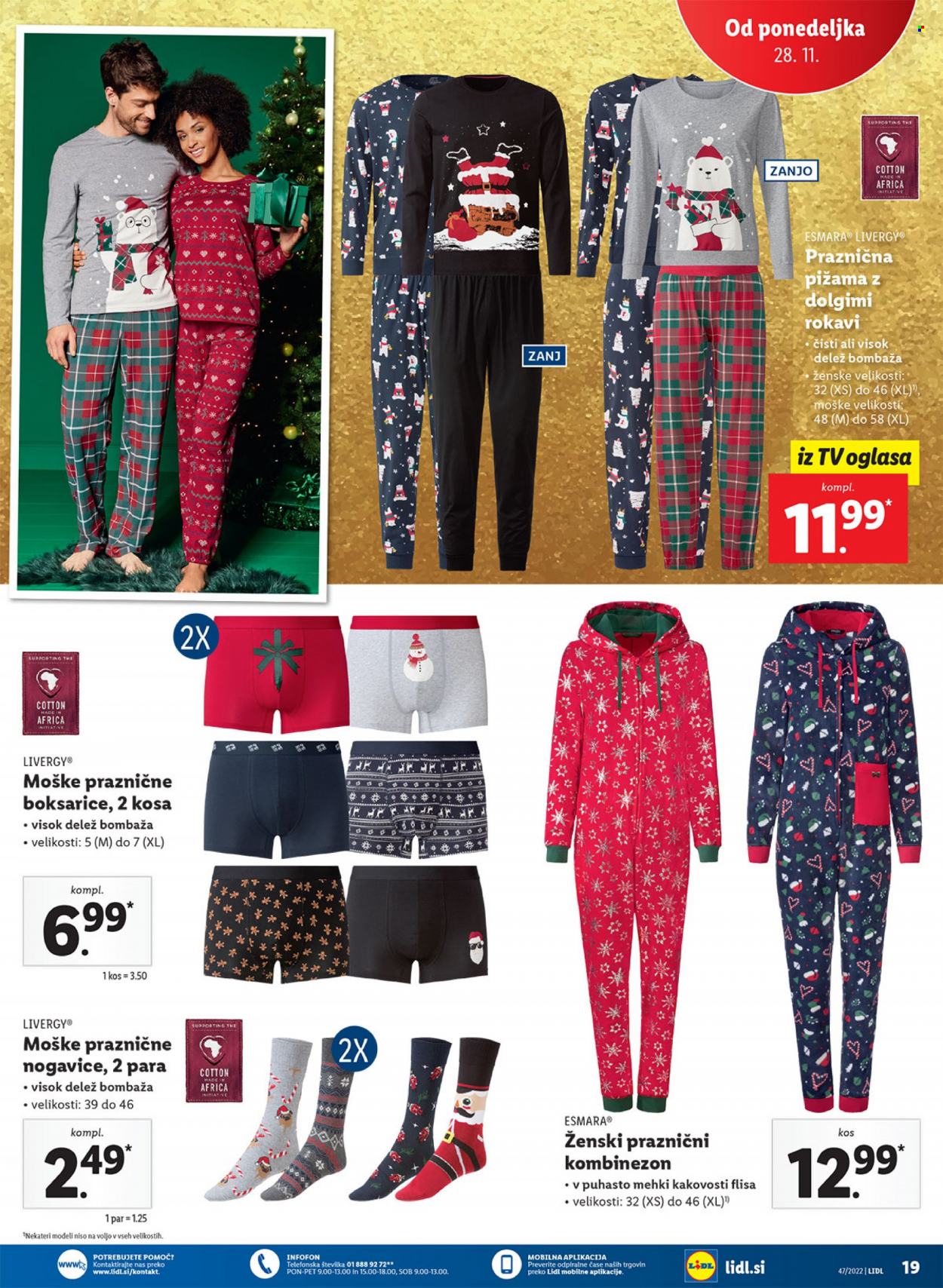 thumbnail - Lidl katalog - Ponudba izdelkov - boksarice, pižama, nogavice. Stran 19.