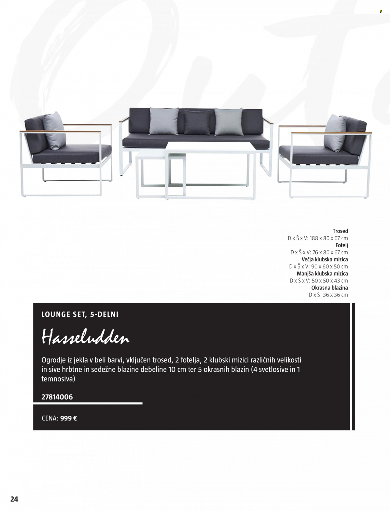 thumbnail - Bauhaus katalog - 16.6.2022 - 31.12.2022 - Ponudba izdelkov - mizica, fotelj, trosed, klubska mizica, lounge set, okrasna blazina. Stran 24.