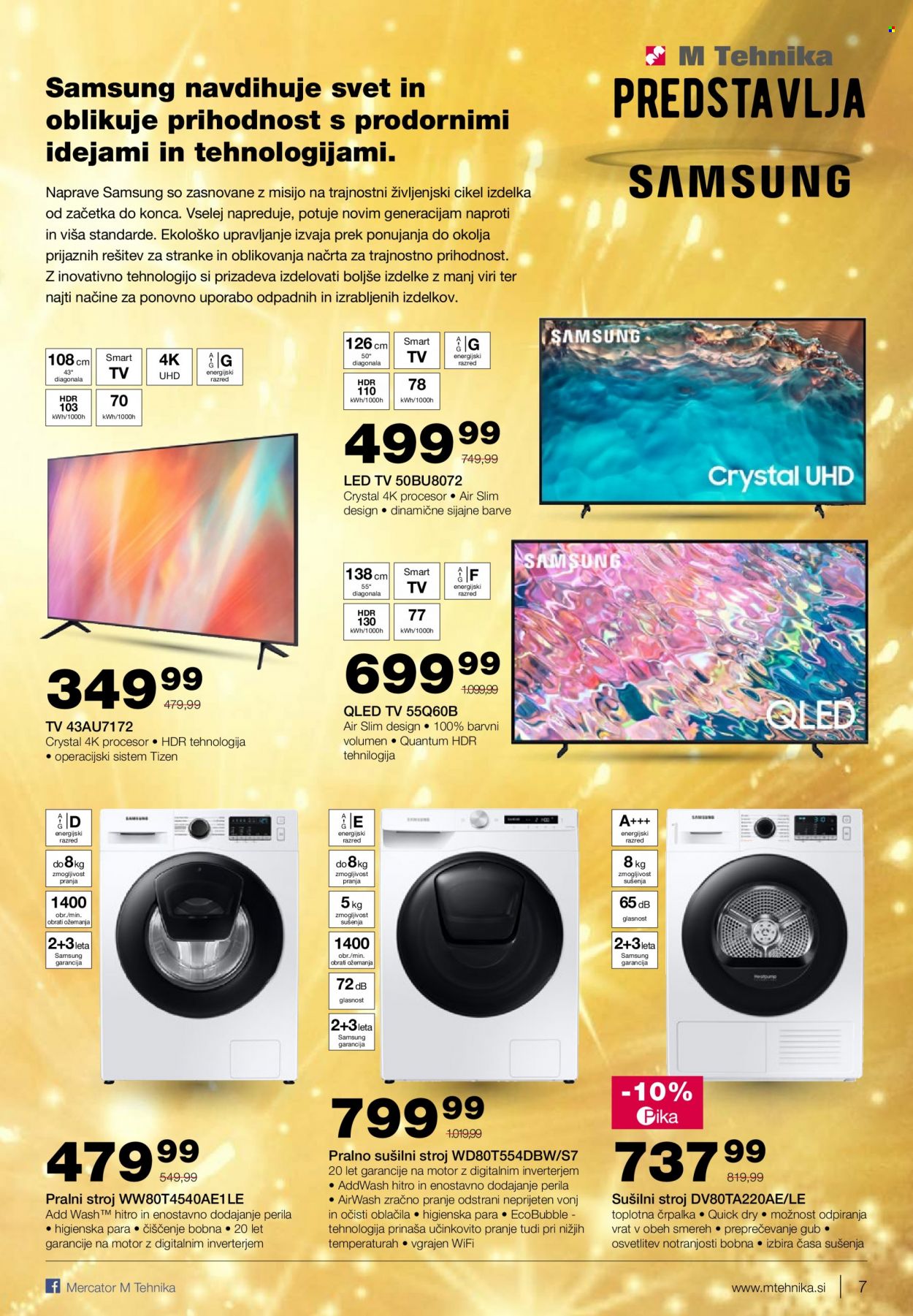 thumbnail - M Tehnika katalog - 1.12.2022 - 31.12.2022 - Ponudba izdelkov - Samsung, QLED, televizor, pralni stroj. Stran 7.