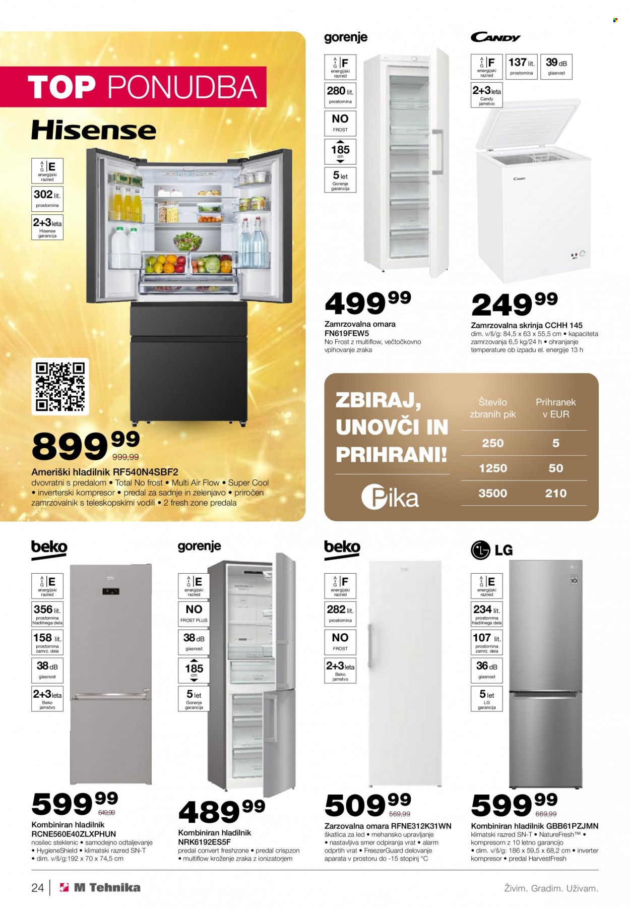 thumbnail - M Tehnika katalog - 1.12.2022 - 31.12.2022 - Ponudba izdelkov - LG, Hisense, Candy, ameriški hladilnik, Beko, Gorenje, zamrzovalna omara, zamrzovalna skrinja, hladilnik, kompresor. Stran 24.
