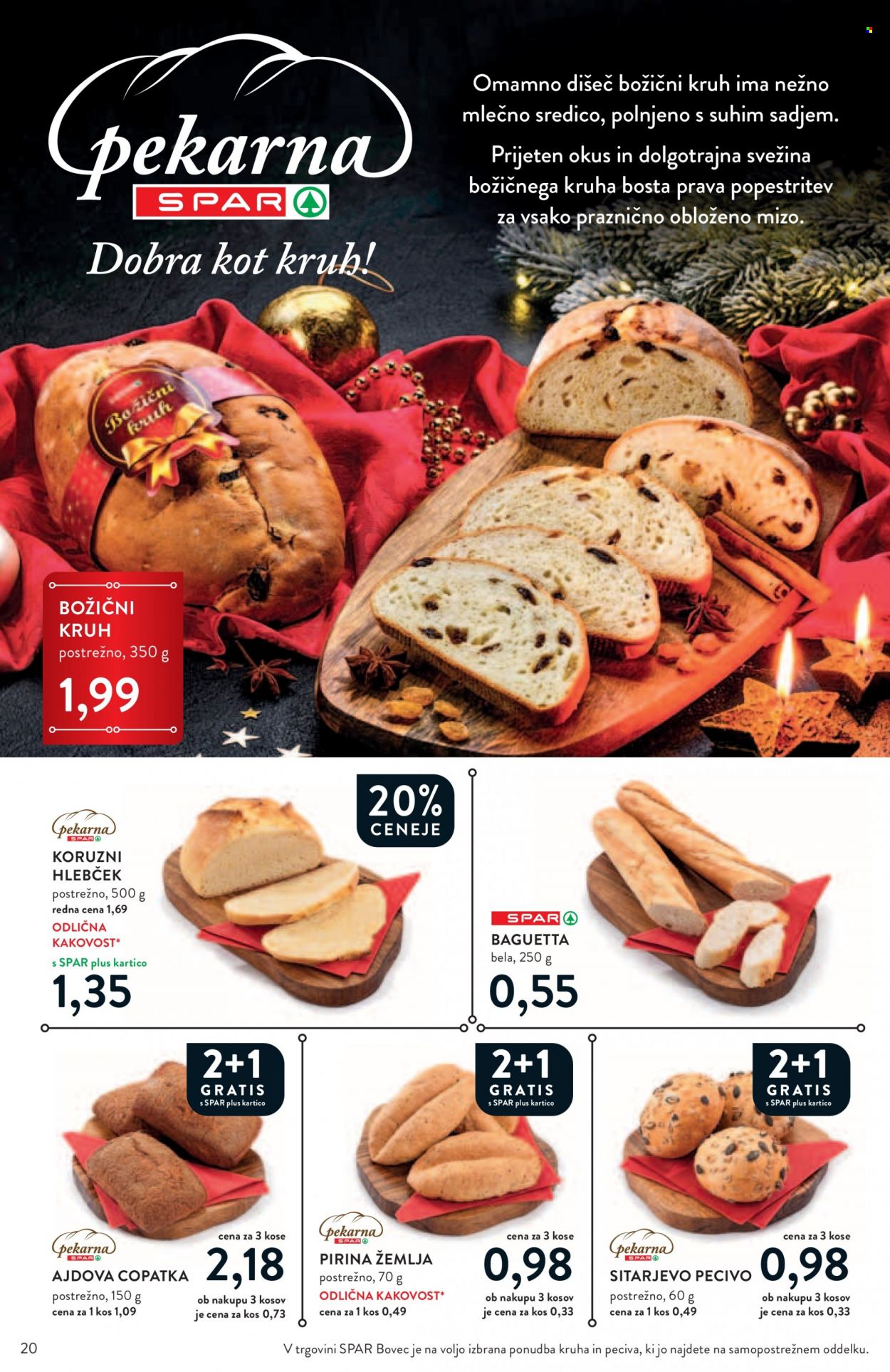 thumbnail - SPAR katalog - 7.12.2022 - 31.12.2022 - Ponudba izdelkov - kruh, pecivo. Stran 20.