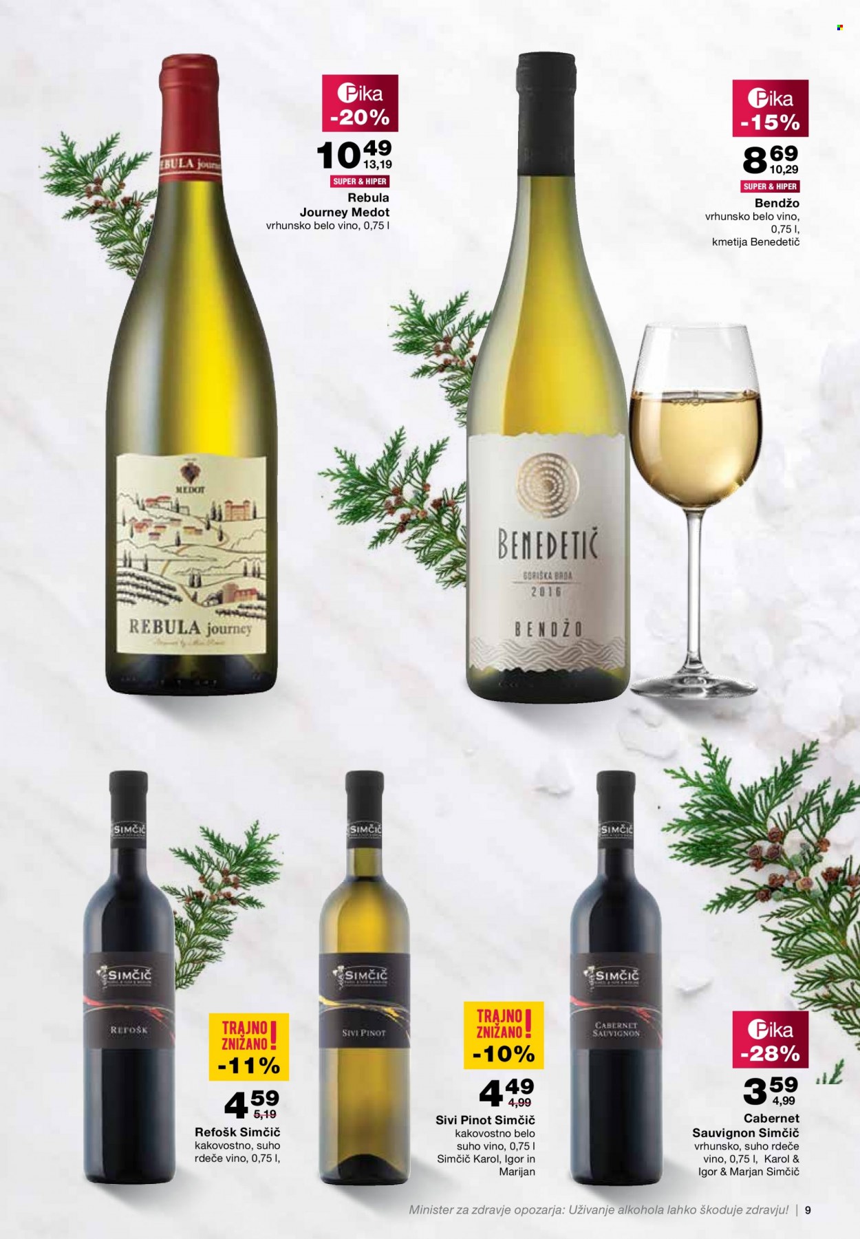 thumbnail - Mercator katalog - 8.12.2022 - 31.12.2022 - Ponudba izdelkov - belo vino, pinot, rdeče vino, sivi pinot, vino, Cabernet Sauvignon. Stran 9.
