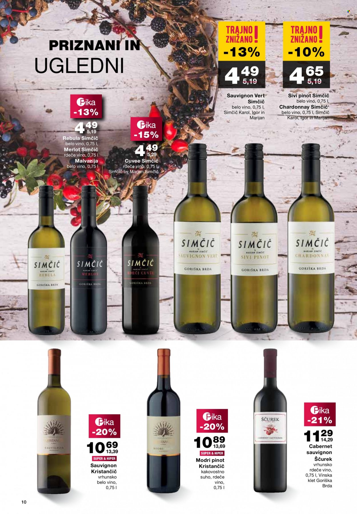 thumbnail - Mercator katalog - 8.12.2022 - 31.12.2022 - Ponudba izdelkov - belo vino, Chardonnay, pinot, rdeče vino, sivi pinot, vino, Cabernet Sauvignon. Stran 10.