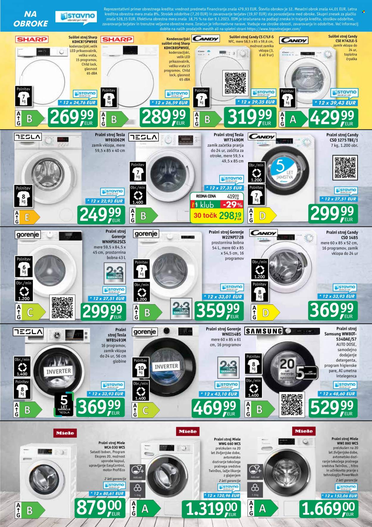 JAGER katalog - Ponudba izdelkov - Samsung, Sharp, Candy, Gorenje, pralni stroj. Stran 11.