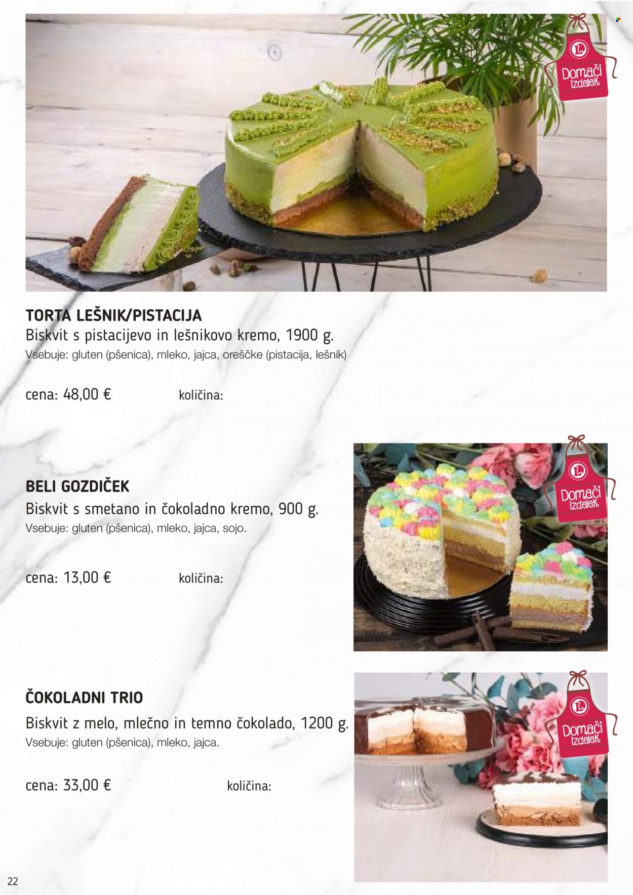 thumbnail - E.Leclerc katalog - Ponudba izdelkov - torta, mleko, jajca. Stran 22.