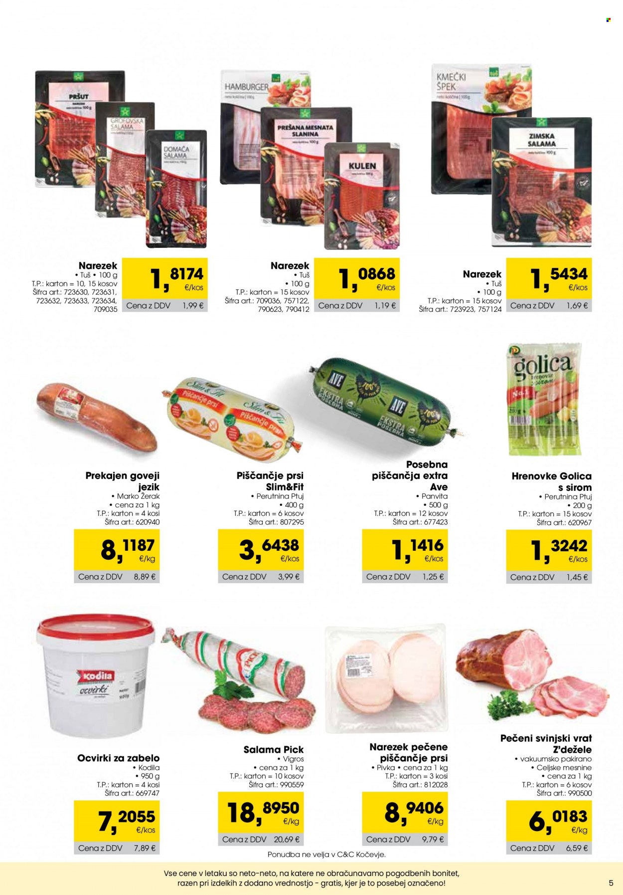 thumbnail - Tuš Cash & Carry katalog - 1.2.2023 - 28.2.2023 - Ponudba izdelkov - Perutnina Ptuj, piščančje prsi, Pivka, piščančje meso, svinjski vrat, svinjsko meso, salama, hrenovke. Stran 5.
