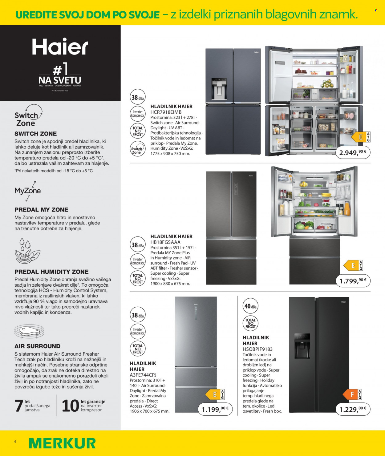thumbnail - Merkur katalog - 9.3.2023 - 3.4.2023 - Ponudba izdelkov - Haier, hladilnik, kompresor. Stran 4.