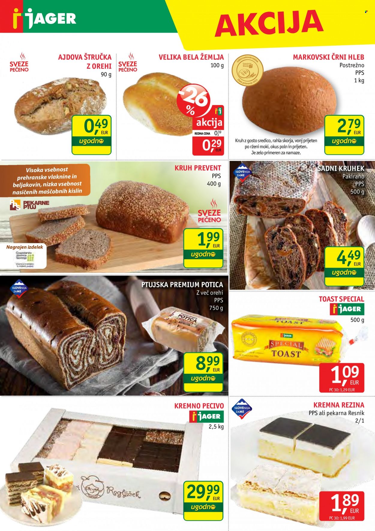 thumbnail - JAGER katalog - 29.3.2023 - 4.4.2023 - Ponudba izdelkov - kruh, pecivo, štručka, toast kruh, orehi. Stran 6.