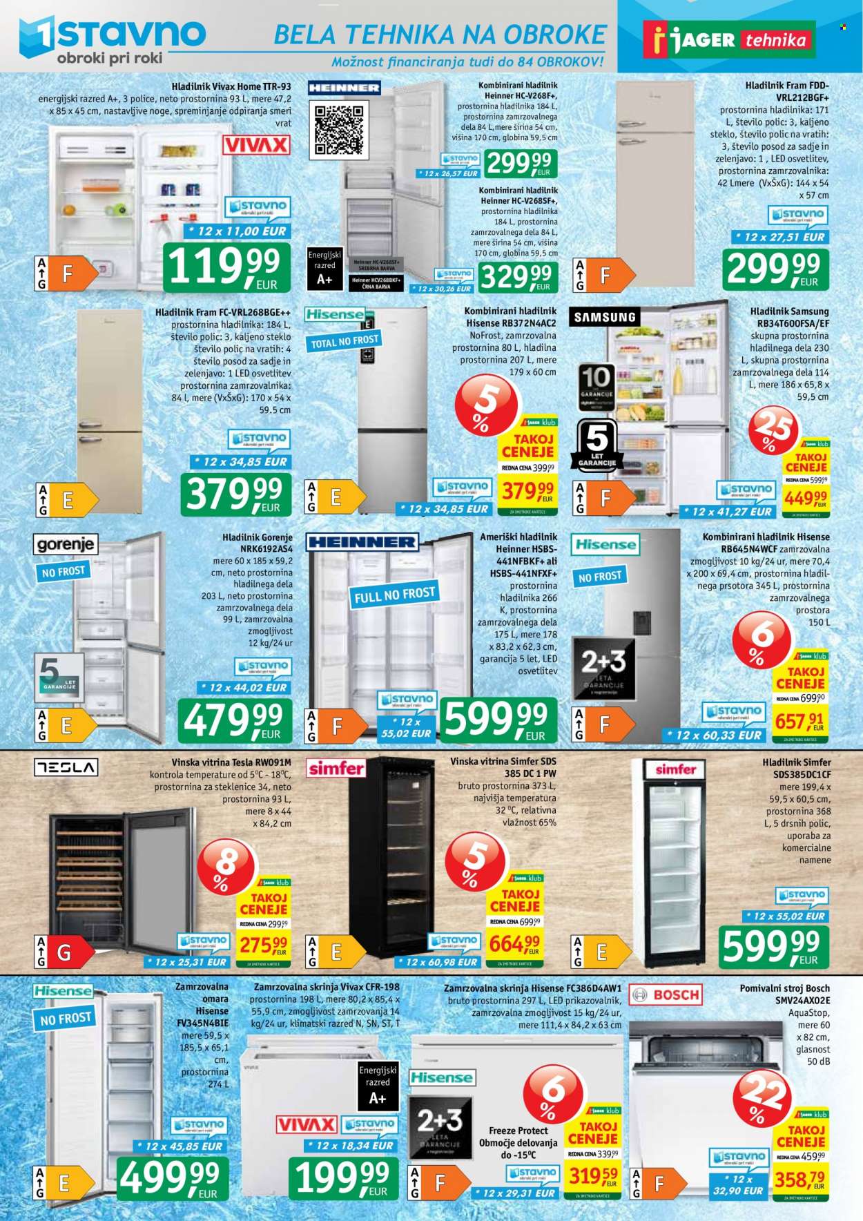 thumbnail - JAGER katalog - Ponudba izdelkov - Samsung, Hisense, Bosch, ameriški hladilnik, Gorenje, zamrzovalna omara, zamrzovalna skrinja, hladilnik, pomivalni stroj. Stran 12.