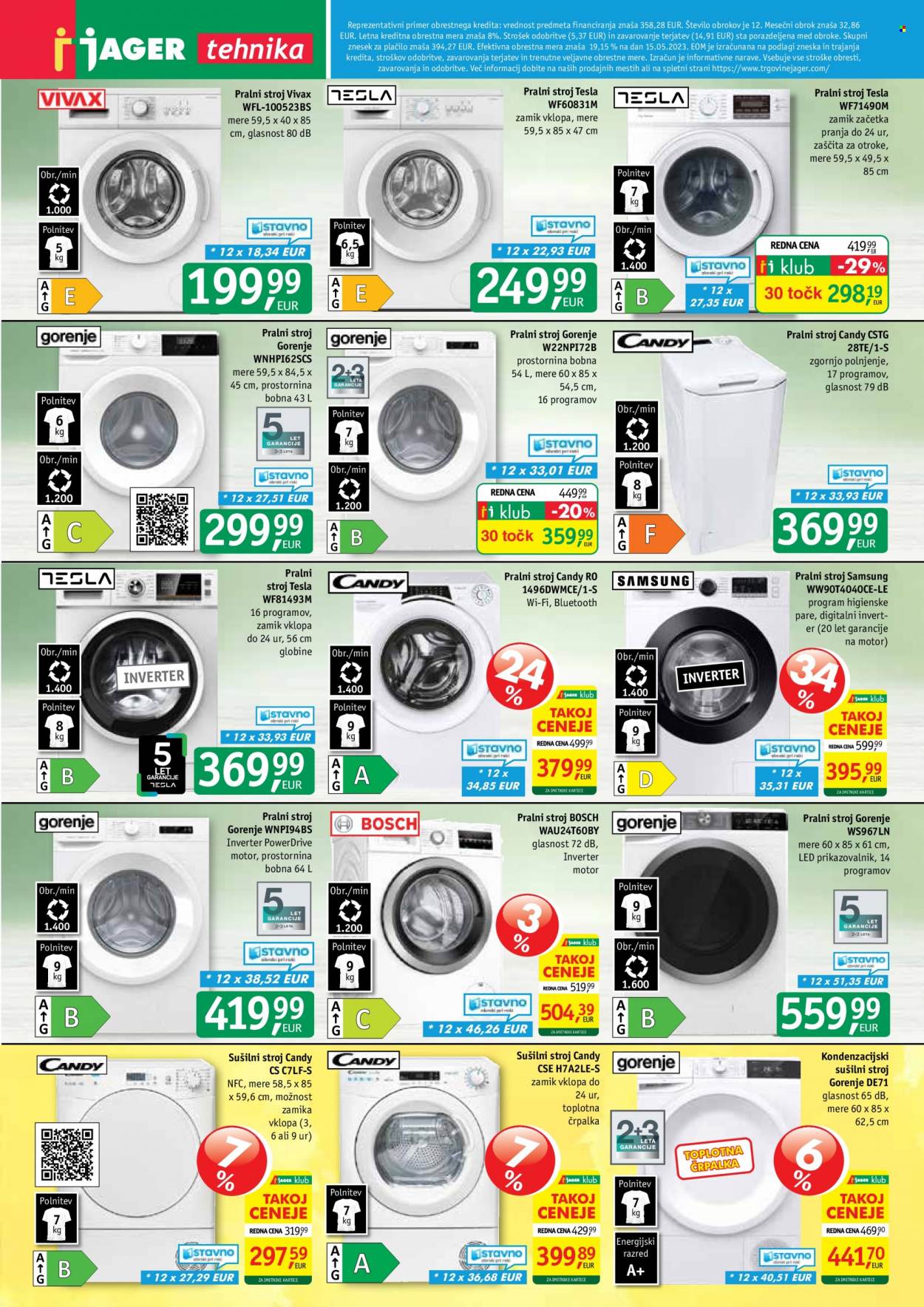 thumbnail - JAGER katalog - Ponudba izdelkov - Samsung, Bosch, Candy, Gorenje, pralni stroj. Stran 13.