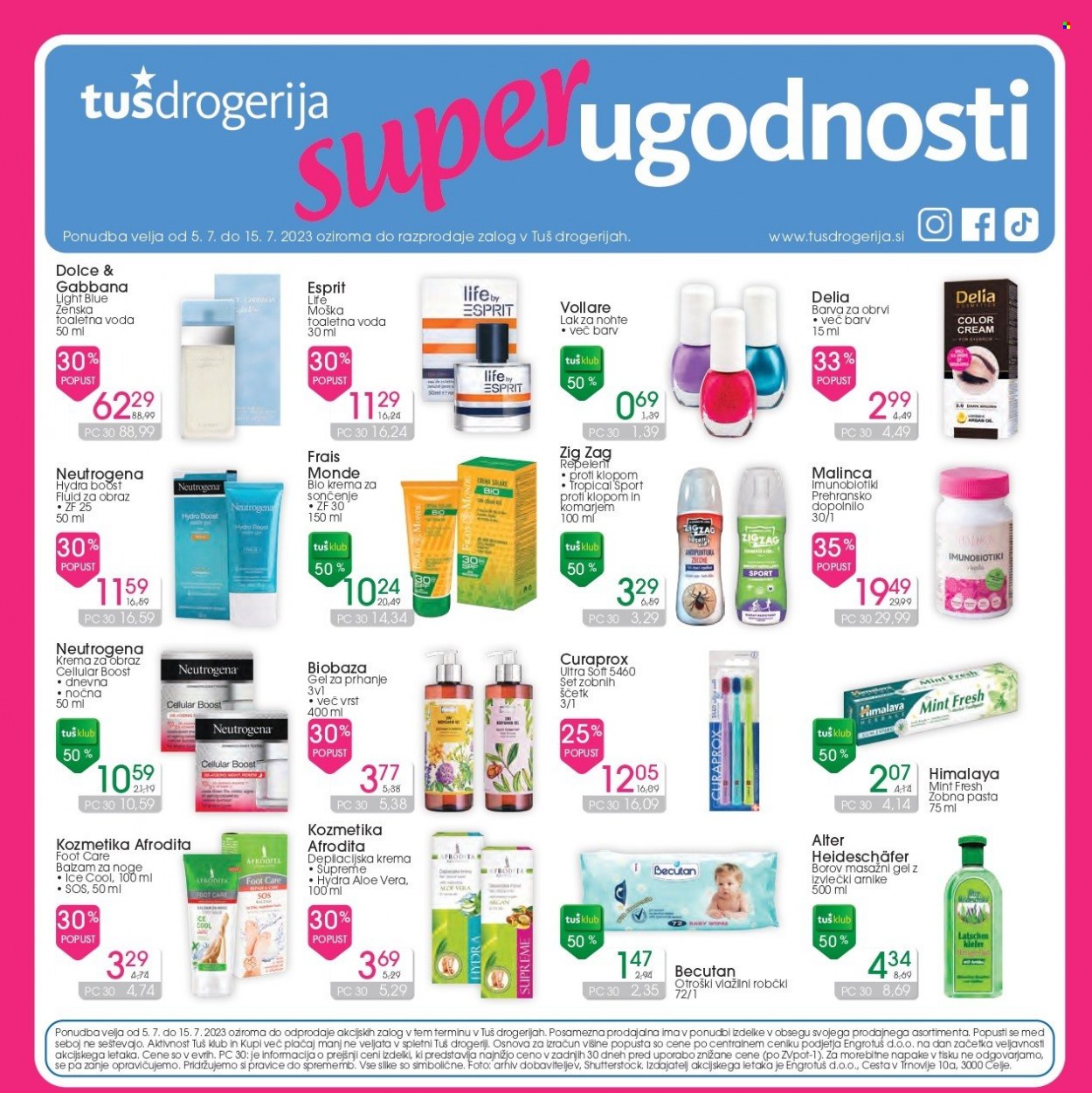 Tuš Drogeria katalog - 5.7.2023 - 15.7.2023. Stran 1