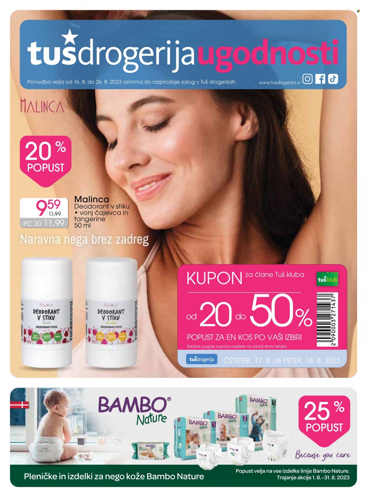 Tuš Drogeria katalog - 16.8.2023 - 26.8.2023. Stran 1