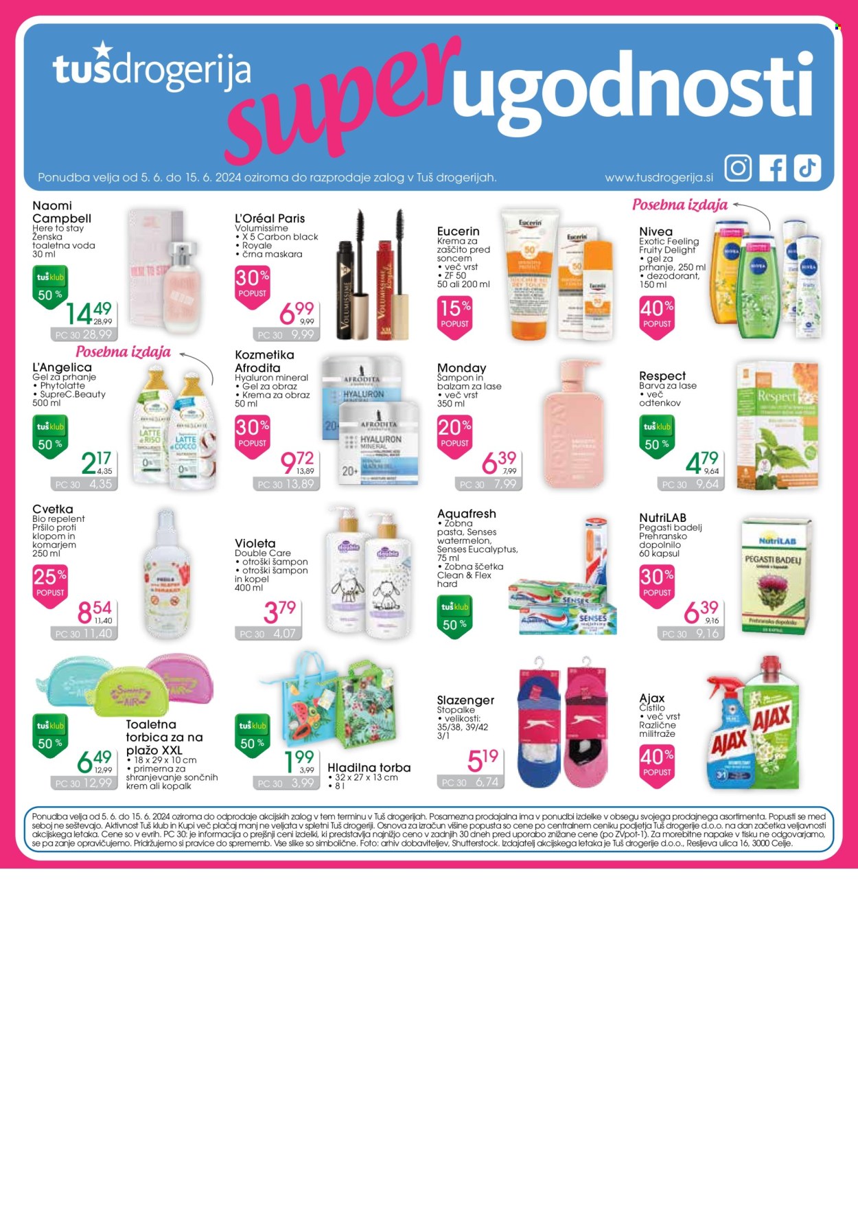 Tuš Drogeria katalog - 5.6.2024 - 15.6.2024. Stran 1