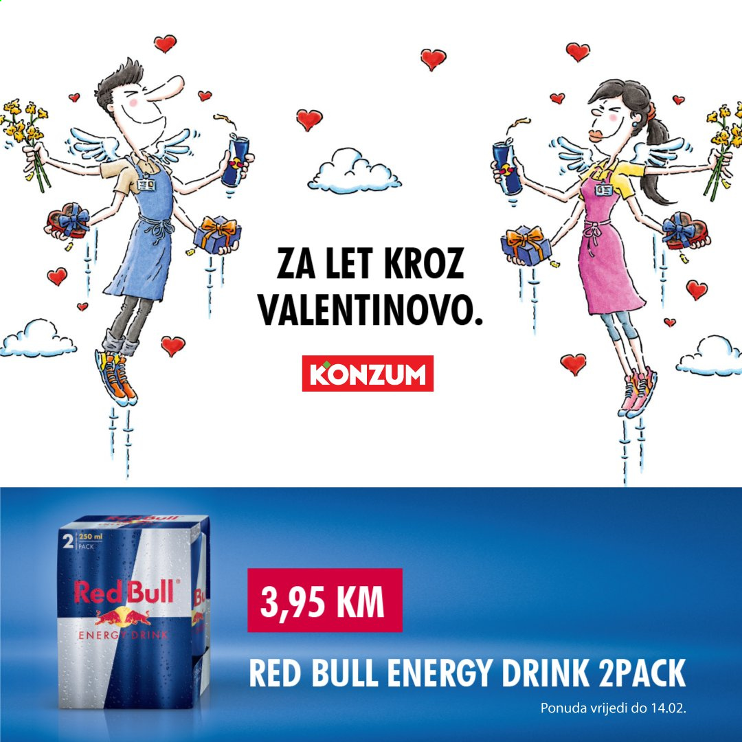 thumbnail - Konzum katalog - 13.02.2021. - 14.02.2021. - Sniženi proizvodi - energy drink, Red Bull. Stranica 1.