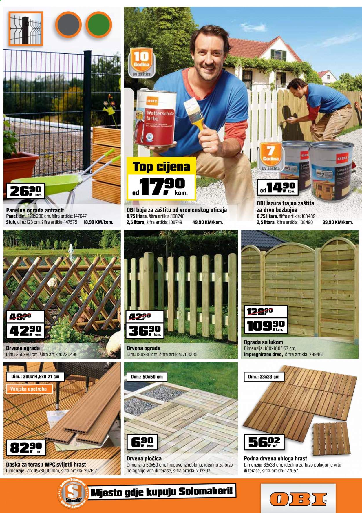 thumbnail - OBI katalog - 07.06.2021. - 20.06.2021. - Sniženi proizvodi - daska za terasu, pločica, ograda, drvena ograda. Stranica 15.