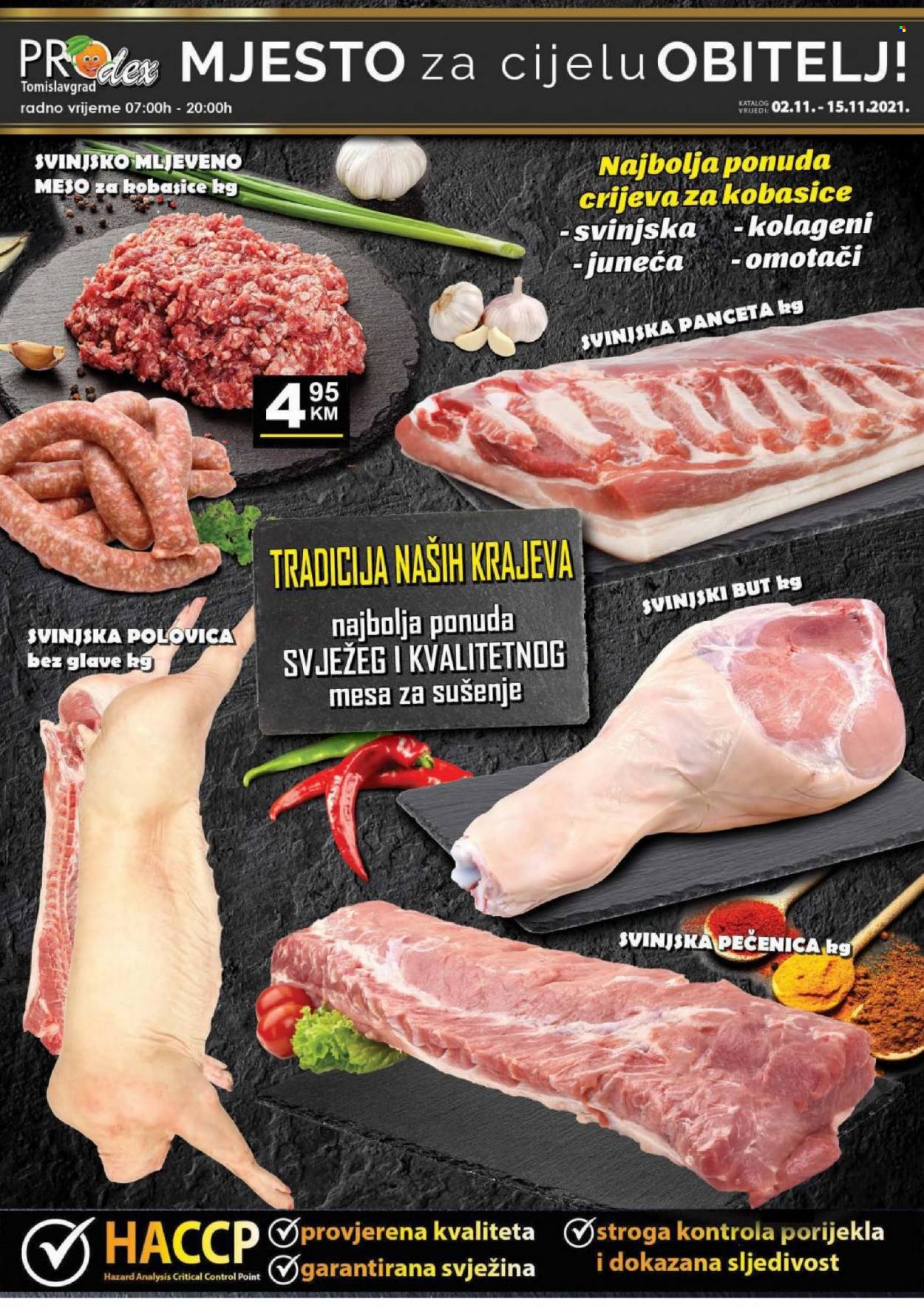 thumbnail - Prodex katalog - 02.11.2021. - 15.11.2021. - Sniženi proizvodi - panceta, pečenica, mljeveno meso, svinjski but. Stranica 1.