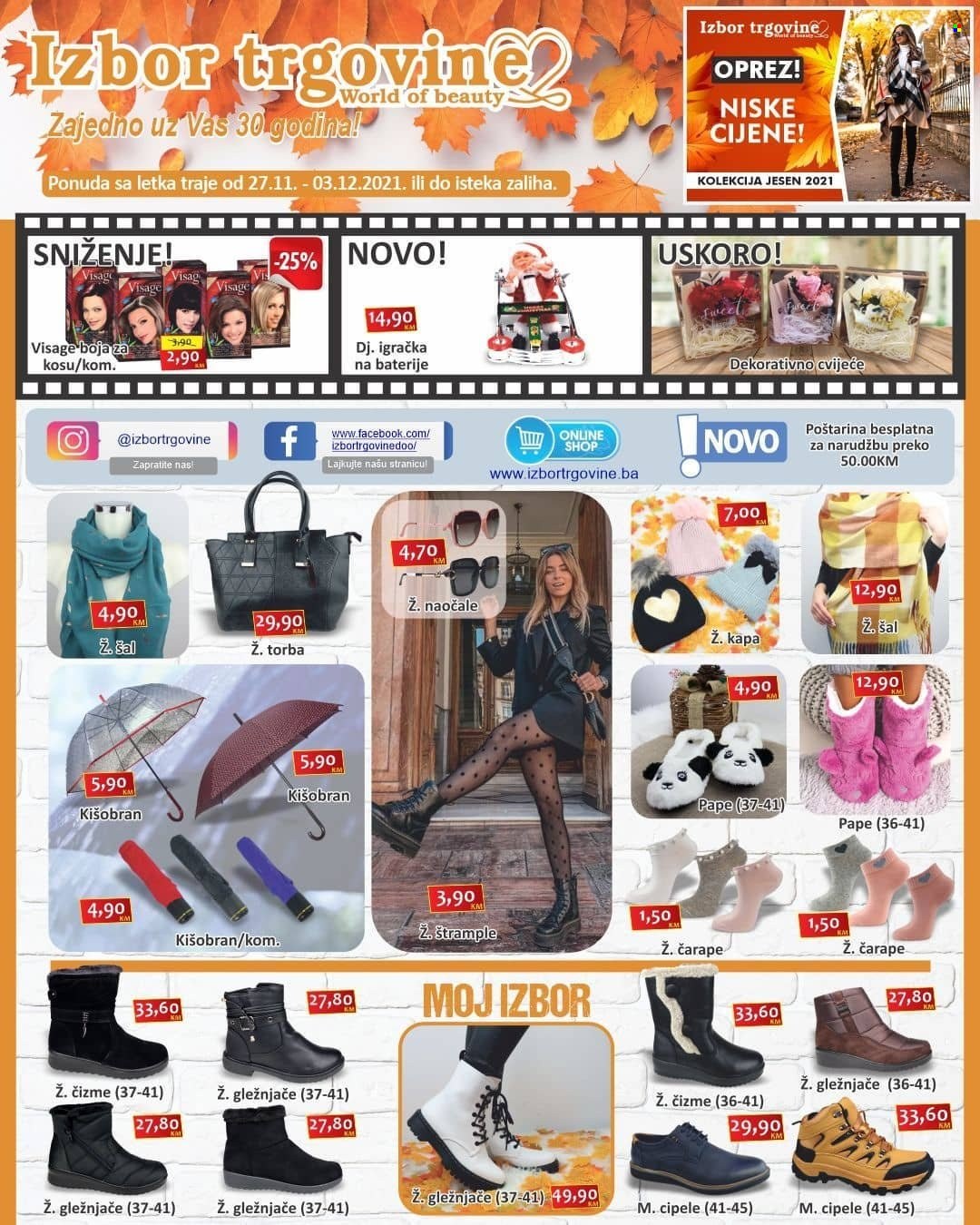 thumbnail - Izbor trgovine katalog - 27.11.2021. - 03.12.2021. - Sniženi proizvodi - boja za kosu, naočale, torba, čarape, cipele, igračka. Stranica 1.