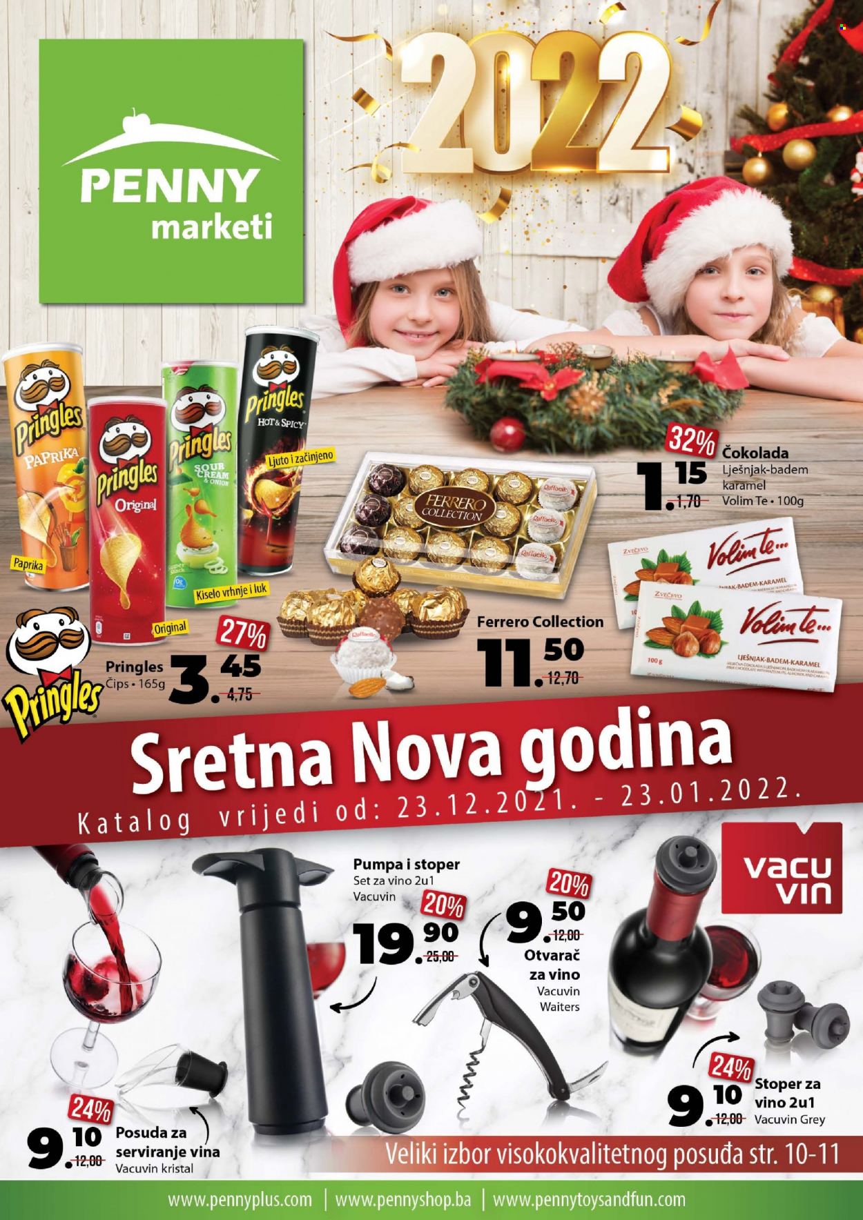 thumbnail - PENNY plus katalog - 23.12.2021. - 23.01.2022. - Sniženi proizvodi - luk, vrhnje, čokolada, Ferrero Rocher, chips, Pringles, vino, pumpa. Stranica 1.