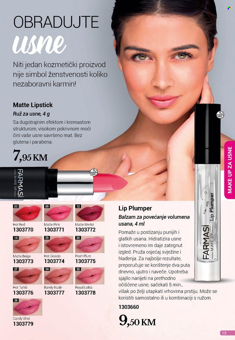 thumbnail - Farmasi katalog - 01.06.2022. - 30.06.2022. - Sniženi proizvodi - Candy, lipstick, makeup, ruž za usne. Stranica 15.