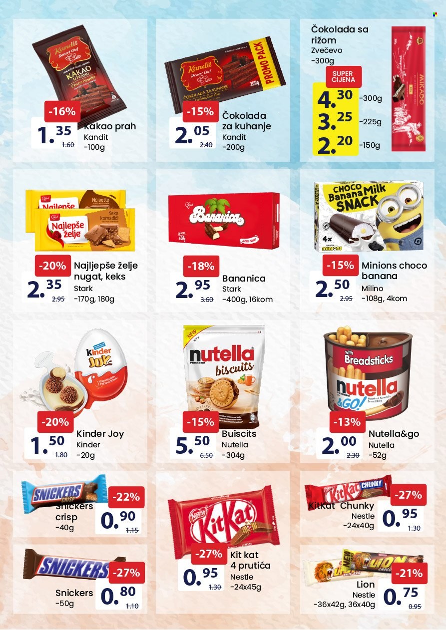 thumbnail - FIS katalog - 01.07.2022. - 14.07.2022. - Sniženi proizvodi - Nestlé, biskvit, čokolada, keks, Snickers, Nutella, powder, Minions. Stranica 9.