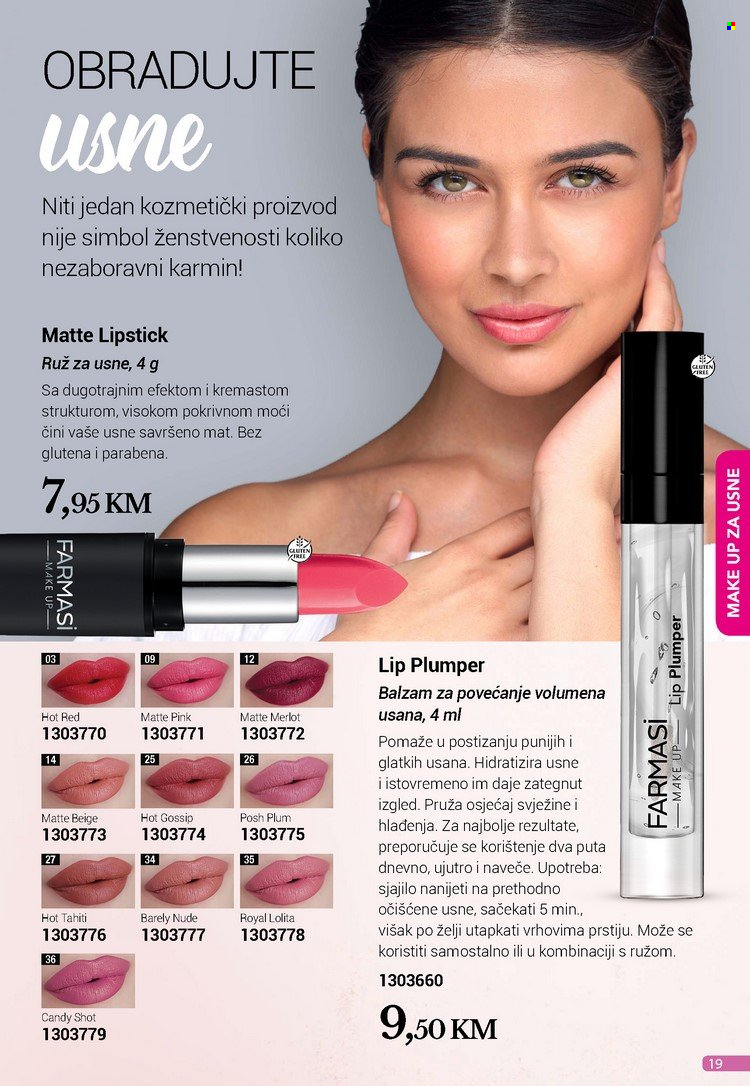 thumbnail - Farmasi katalog - 01.07.2022. - 31.07.2022. - Sniženi proizvodi - Candy, lipstick, makeup, ruž za usne. Stranica 19.