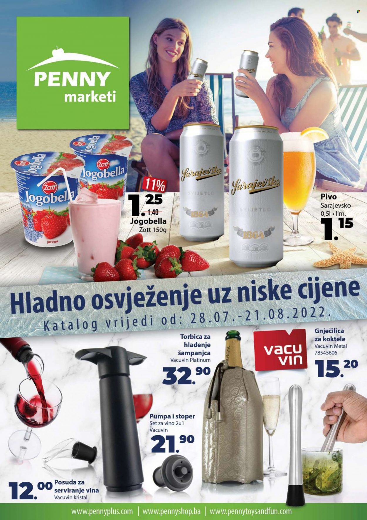 thumbnail - PENNY plus katalog - 28.07.2022. - 21.08.2022. - Sniženi proizvodi - pivo, jogobella, vino, torbica, pumpa. Stranica 1.