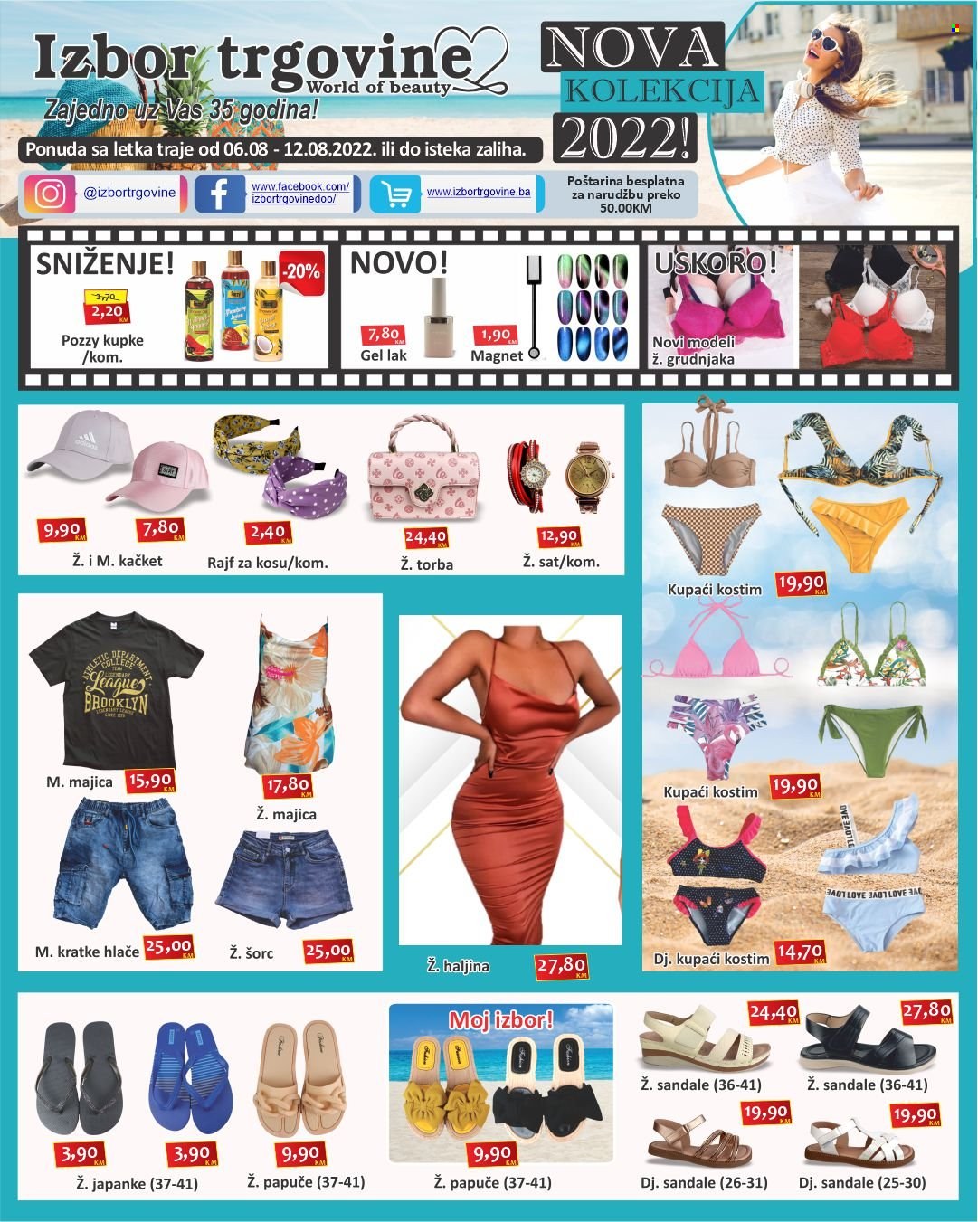 thumbnail - Izbor trgovine katalog - 06.08.2022. - 12.08.2022. - Sniženi proizvodi - torba, hlače, haljina, kupaći kostim, kačket, japanke, papuče, sandale. Stranica 1.