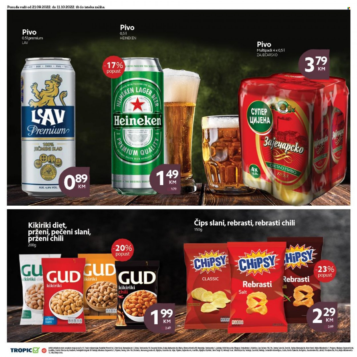 thumbnail - Tropic katalog - 21.09.2022. - 11.10.2022. - Sniženi proizvodi - pivo Heineken, pivo, chips, Chipsy. Stranica 26.
