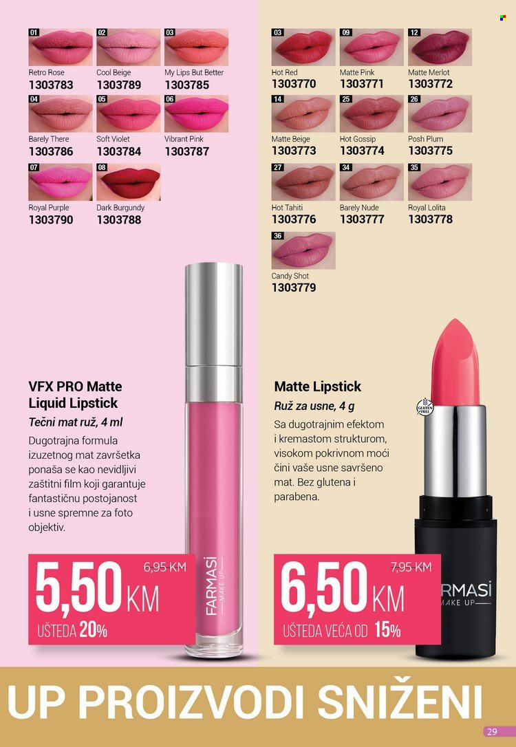 thumbnail - Farmasi katalog - 01.10.2022. - 30.11.2022. - Sniženi proizvodi - Candy, lipstick, makeup, ruž za usne. Stranica 29.