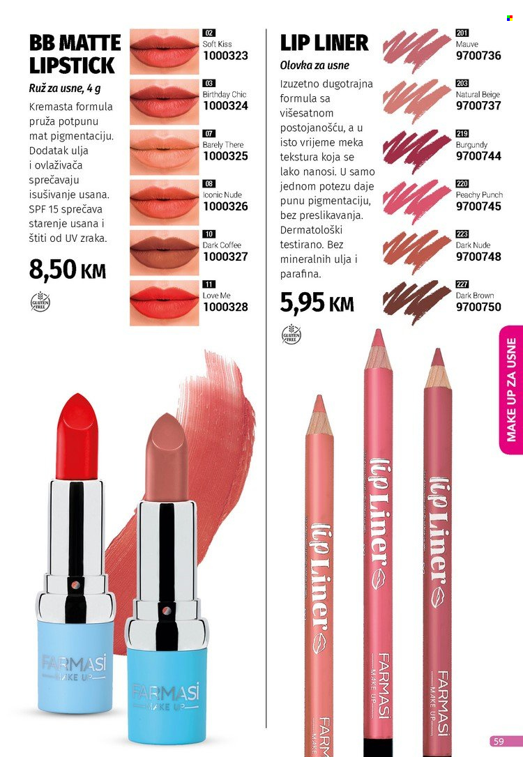 thumbnail - Farmasi katalog - 01.11.2022. - 31.12.2022. - Sniženi proizvodi - lipstick, makeup, ruž za usne. Stranica 59.