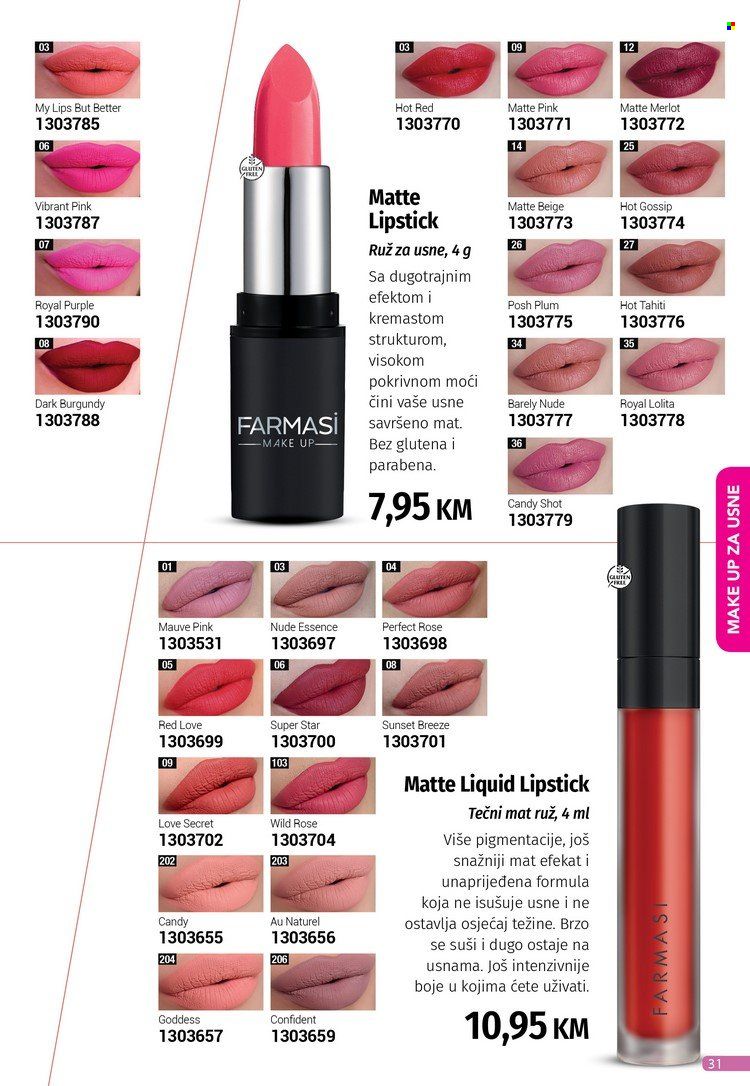 thumbnail - Farmasi katalog - 01.03.2023. - 31.03.2023. - Sniženi proizvodi - Candy, lipstick, makeup, ruž za usne. Stranica 31.