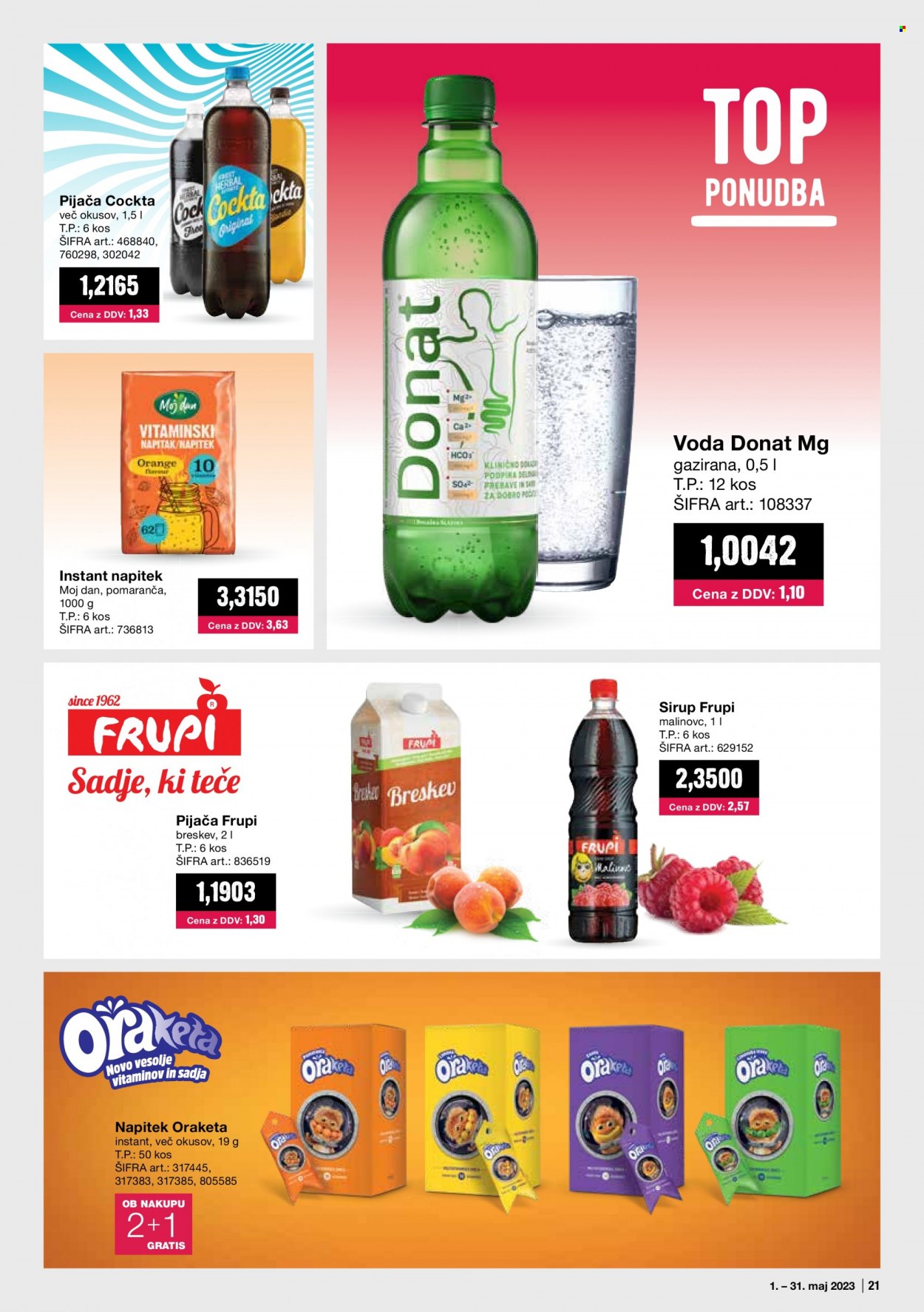 thumbnail - Mercator katalog - 01.05.2023. - 31.05.2023. - Sniženi proizvodi - Cockta, voda, sirup. Stranica 21.