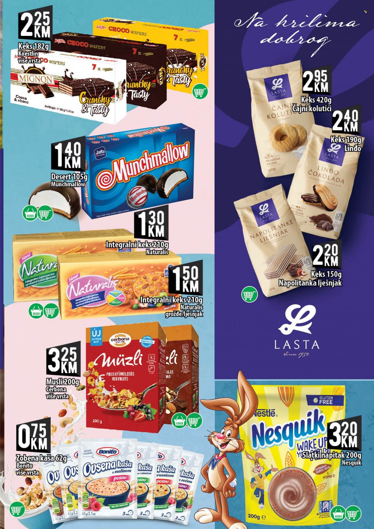 thumbnail - Kort marketi katalog - 26.05.2023. - 21.06.2023. - Sniženi proizvodi - Nestlé, Nesquik, čokolada, integralni keks, keks, napolitanke, müsli. Stranica 9.