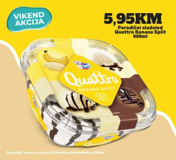 thumbnail - Porodični sladoled Quattro Banana Split 900ml
