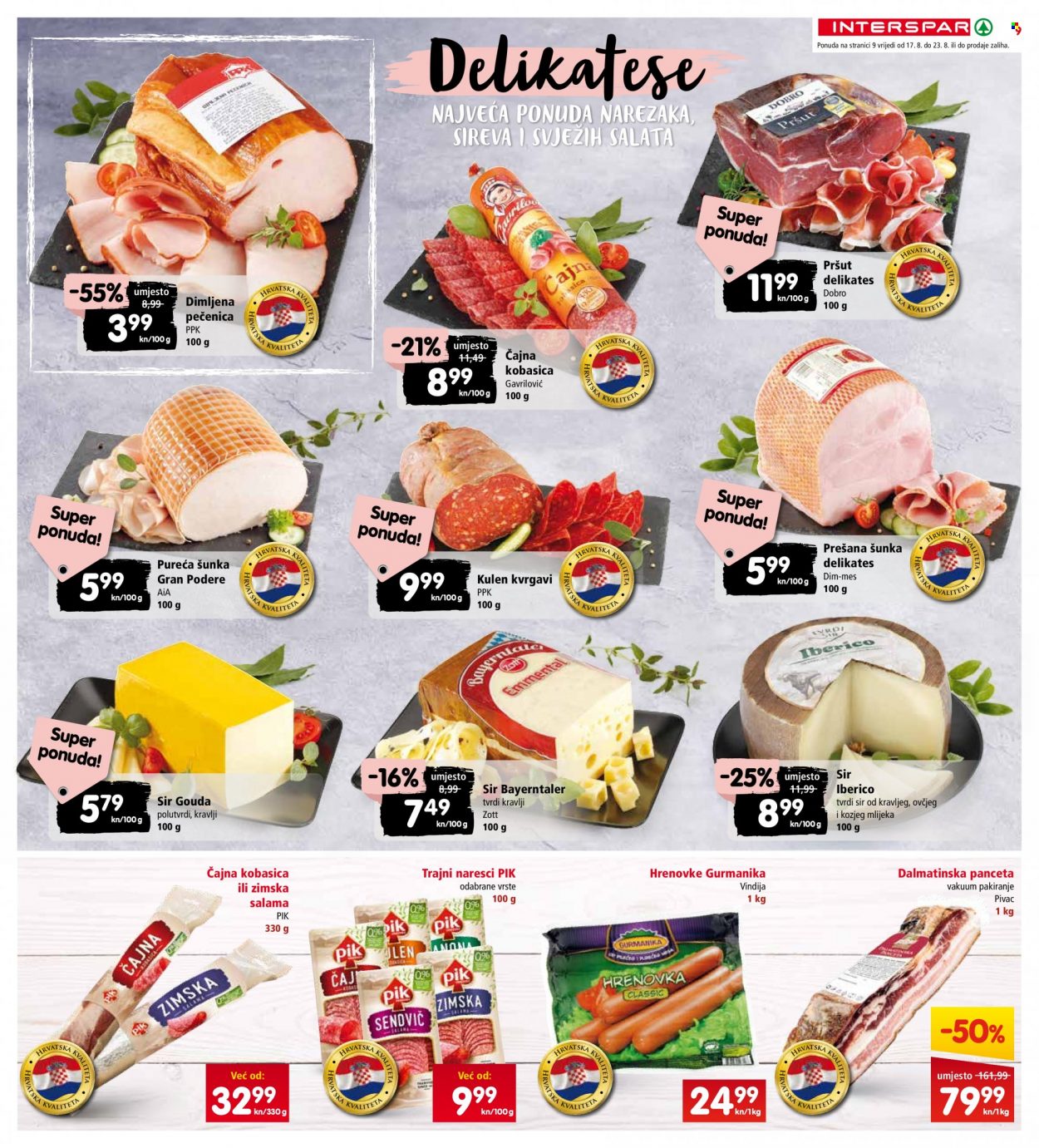 INTERSPAR katalog - 17.08.2022. - 23.08.2022. Stranica 9