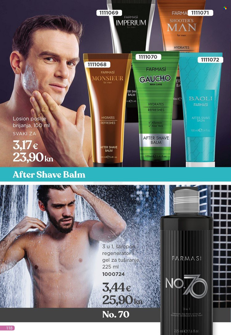 thumbnail - Farmasi katalog - 01.11.2022. - 31.12.2022. - Sniženi proizvodi - gel za tuširanje, šampon, regenerator za kosu, balzam nakon brijanja, losion poslije brijanja. Stranica 134.