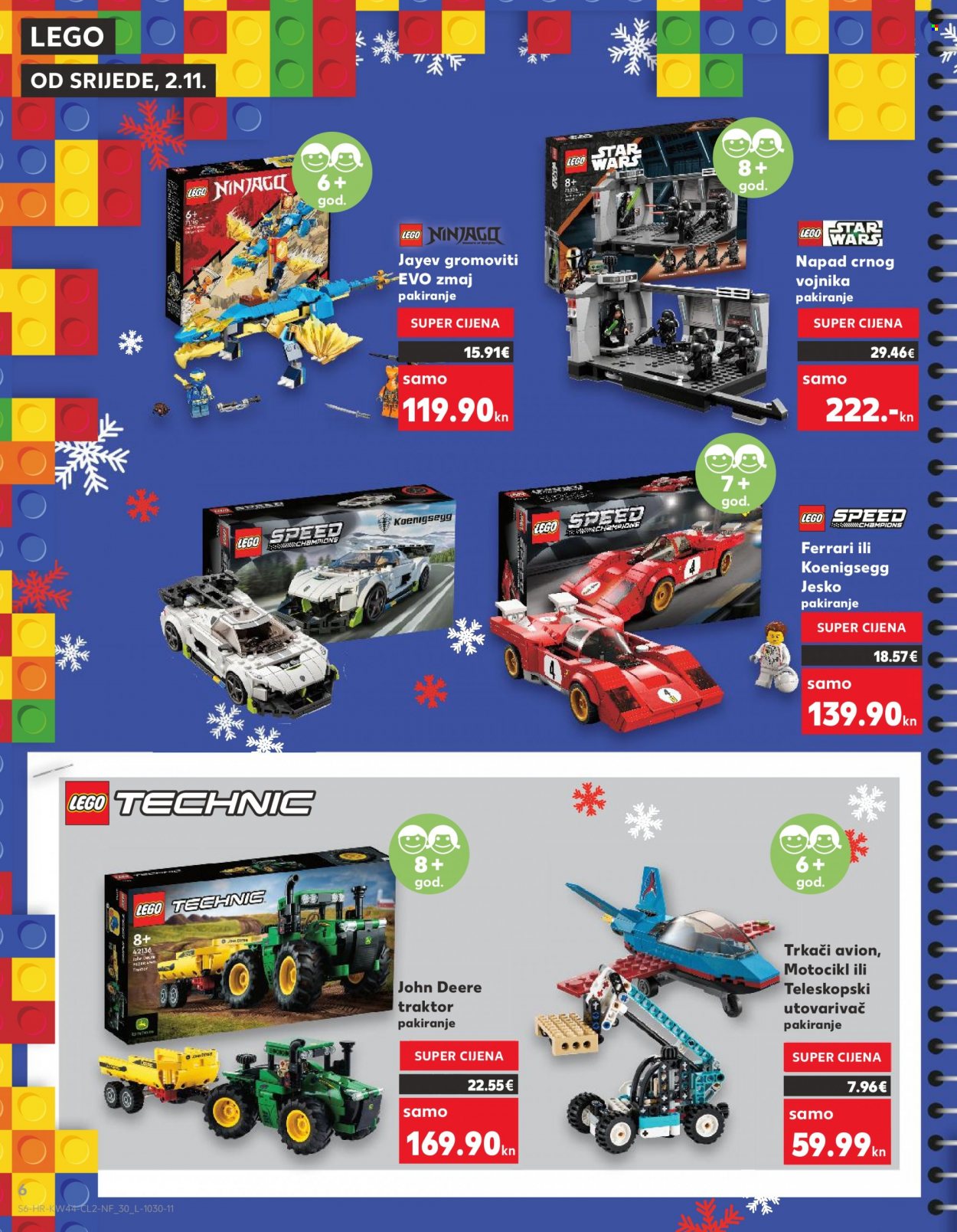 thumbnail - Kaufland katalog - 02.11.2022. - 24.12.2022. - Sniženi proizvodi - igračka, LEGO, LEGO Ninjago, LEGO Star Wars, LEGO Speed, LEGO Technic, traktor, građevinsko vozilo. Stranica 6.