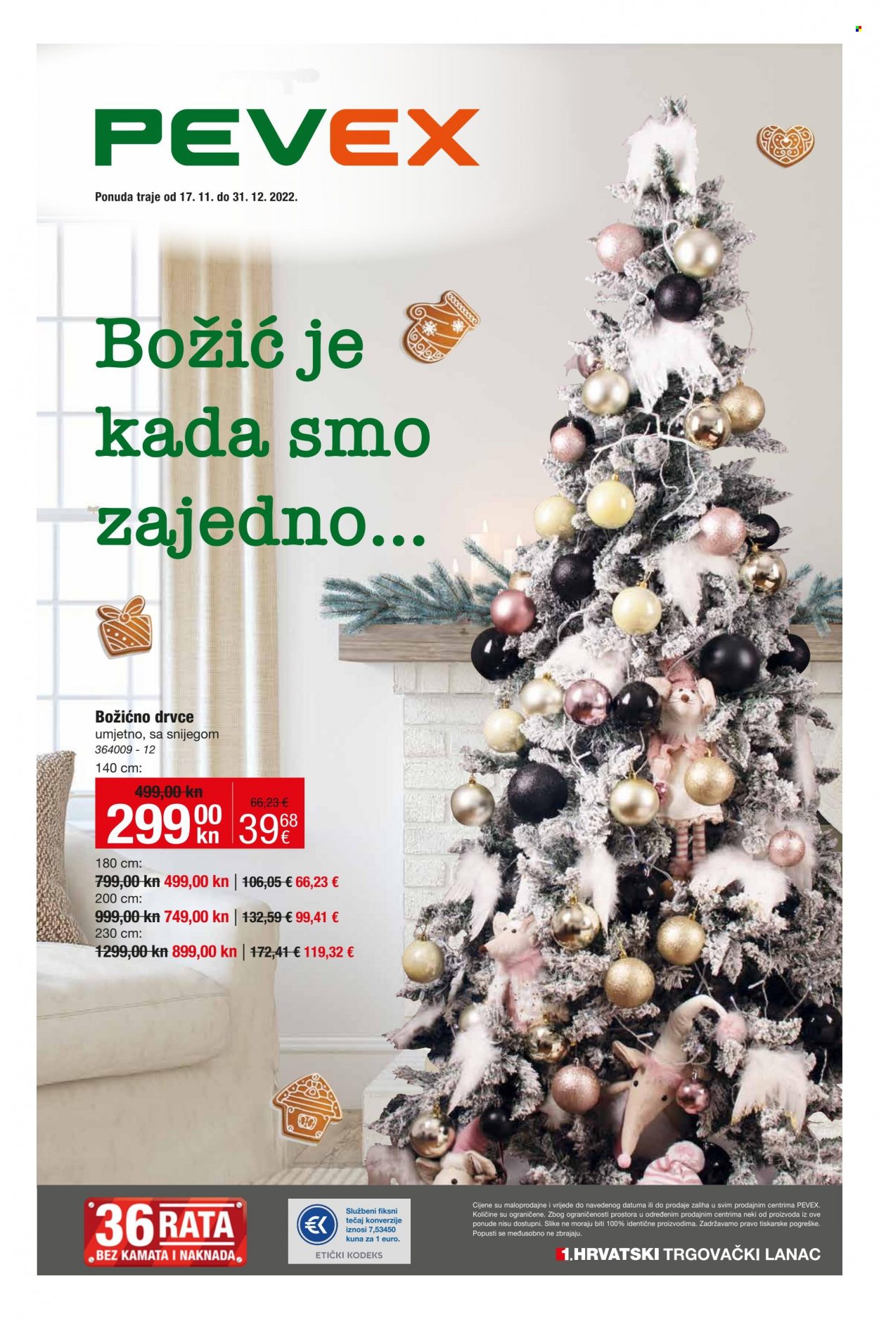 thumbnail - Pevex katalog - 17.11.2022. - 31.12.2022. - Sniženi proizvodi - božićni ukrasi, božićno drvce. Stranica 1.