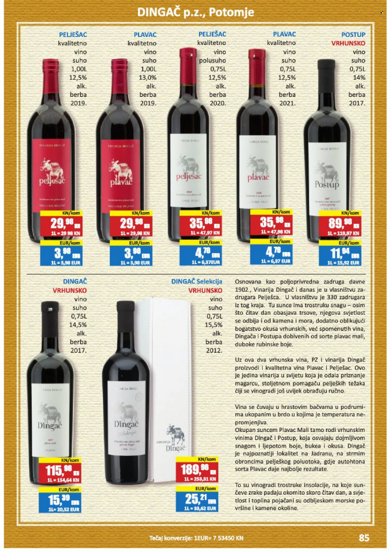 thumbnail - Vrutak katalog - Sniženi proizvodi - crno vino, Plavac, vino, Dingač, alkohol. Stranica 85.