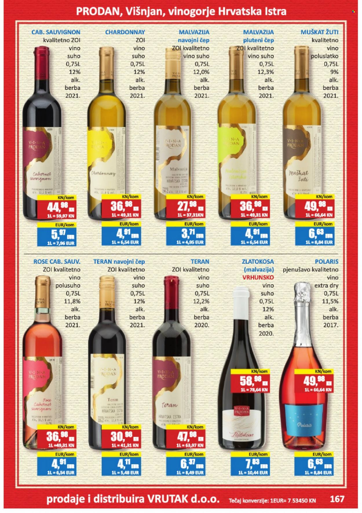 thumbnail - Vrutak katalog - Sniženi proizvodi - bijelo vino, Chardonnay, vino, alkohol, Muškat, Prodan. Stranica 167.