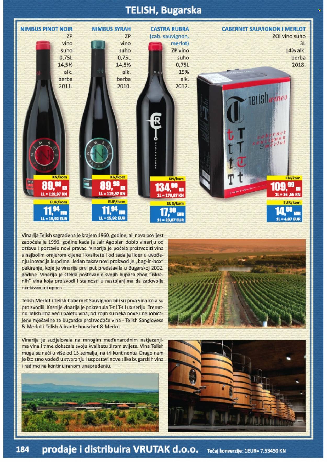 thumbnail - Vrutak katalog - Sniženi proizvodi - Cabernet Sauvignon, crno vino, Merlot, Pinot Noir, vino, Syrah, alkohol. Stranica 184.